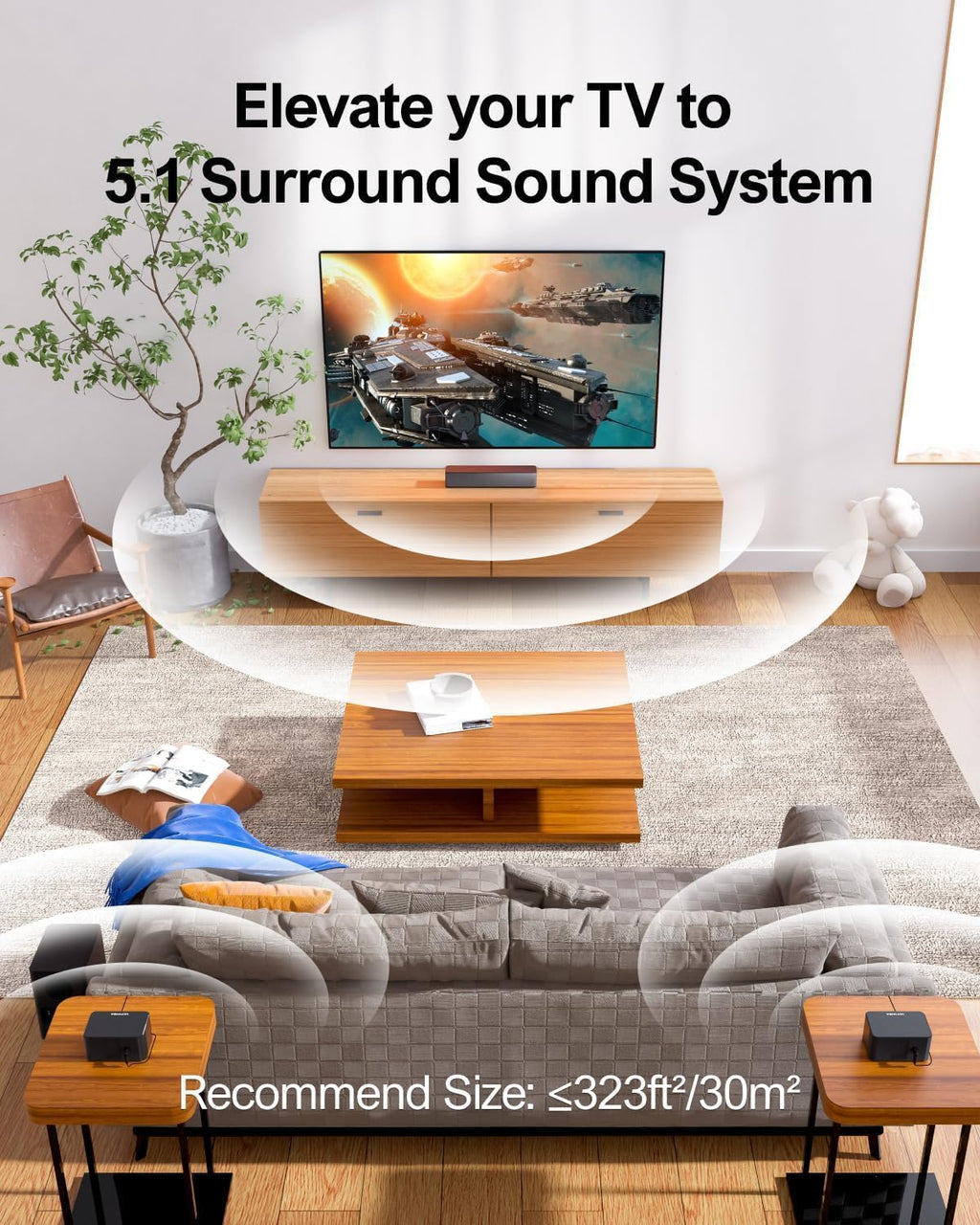 Barra de sonido 5.1 canales con 320W de potencia