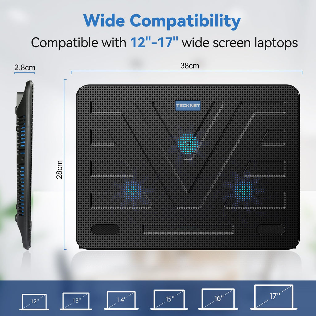 Base de enfriamiento para portátil con 3 ventiladores LED