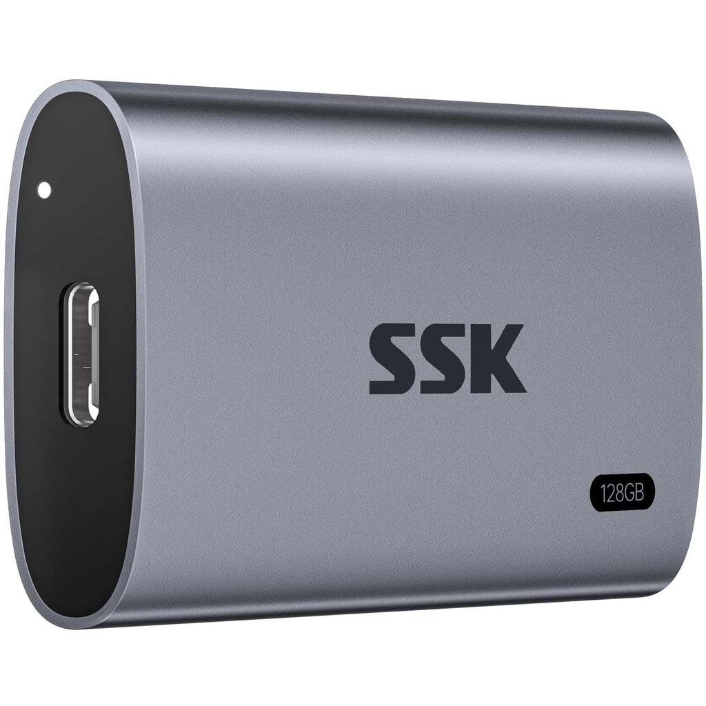 SSK 128GB SSD External Hard Drive, Portable SSD Up to 550MB/s Fast Solid State Drives, External Drive USB 3.2 Gen2 for iPhone 15/Pro, Windows, Mac, Android with LED Light, Trim, SMART Supported