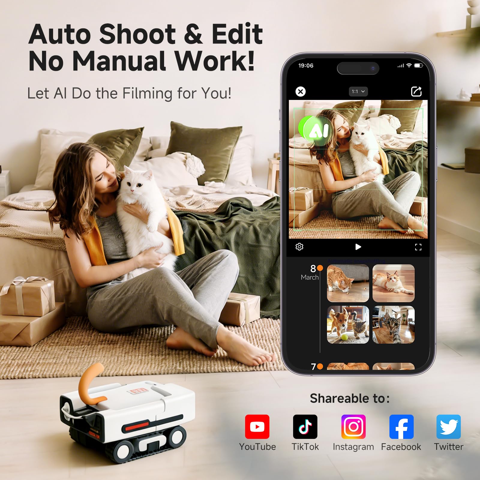 PICKFUN A3 KI Haustier-Begleiter Roboter mit 2K Kamera