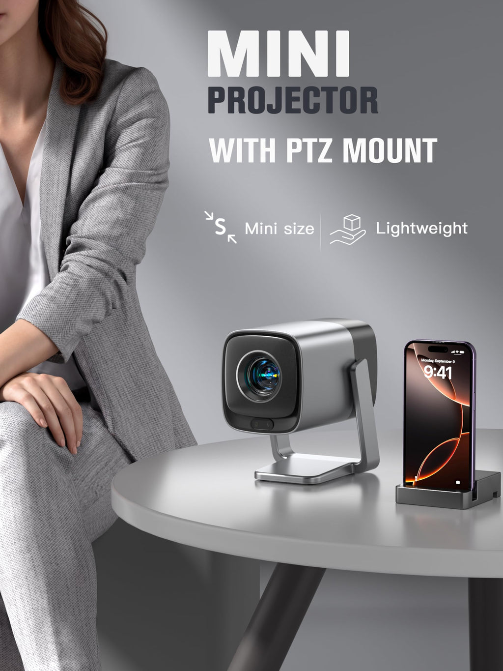 [Compatible with Netflix & TOF Real-time Focus] Mini Projector with WiFi and Bluetooth, XuanPad Smart Projector 4K Support, Dolby Audio & Keystone, 210° Rotatable Stand for Home
