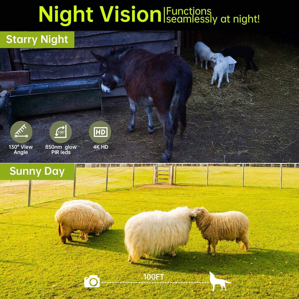 Fototrappola 4K 64MP con Batteria 5000mAh e Pannello Solare