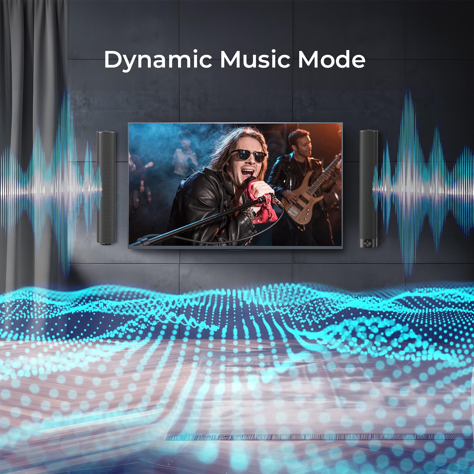 Assistrust Sound Bar for Smart TV, Soundbar with Bluetooth/ARC/Opt/AUX Connect, Auto Volume Boost, 3 Equalizer Modes, 2 in 1 Detachable Soundbar for TV/PC/Gaming/Projectors