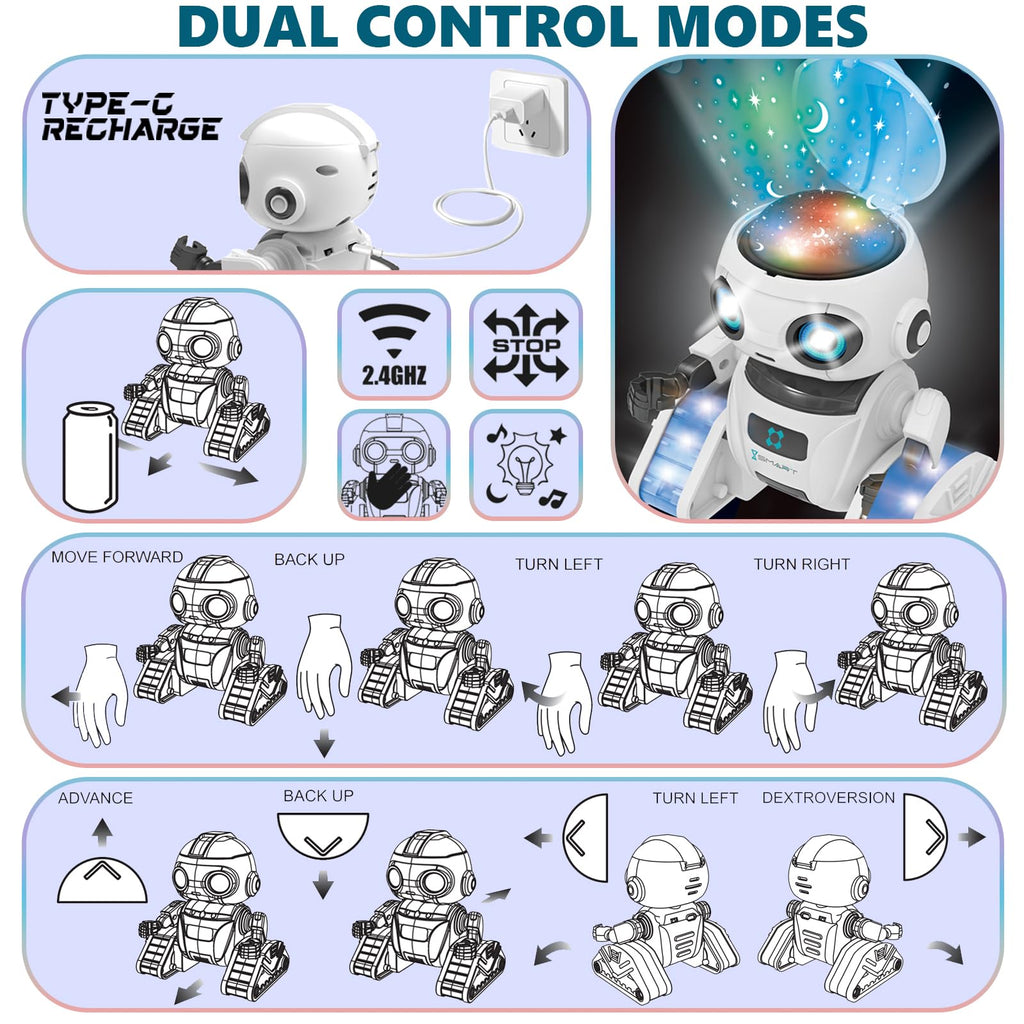 Rechargeable Robot Toy with Mini Projector for Kids AK-ROBOT-01