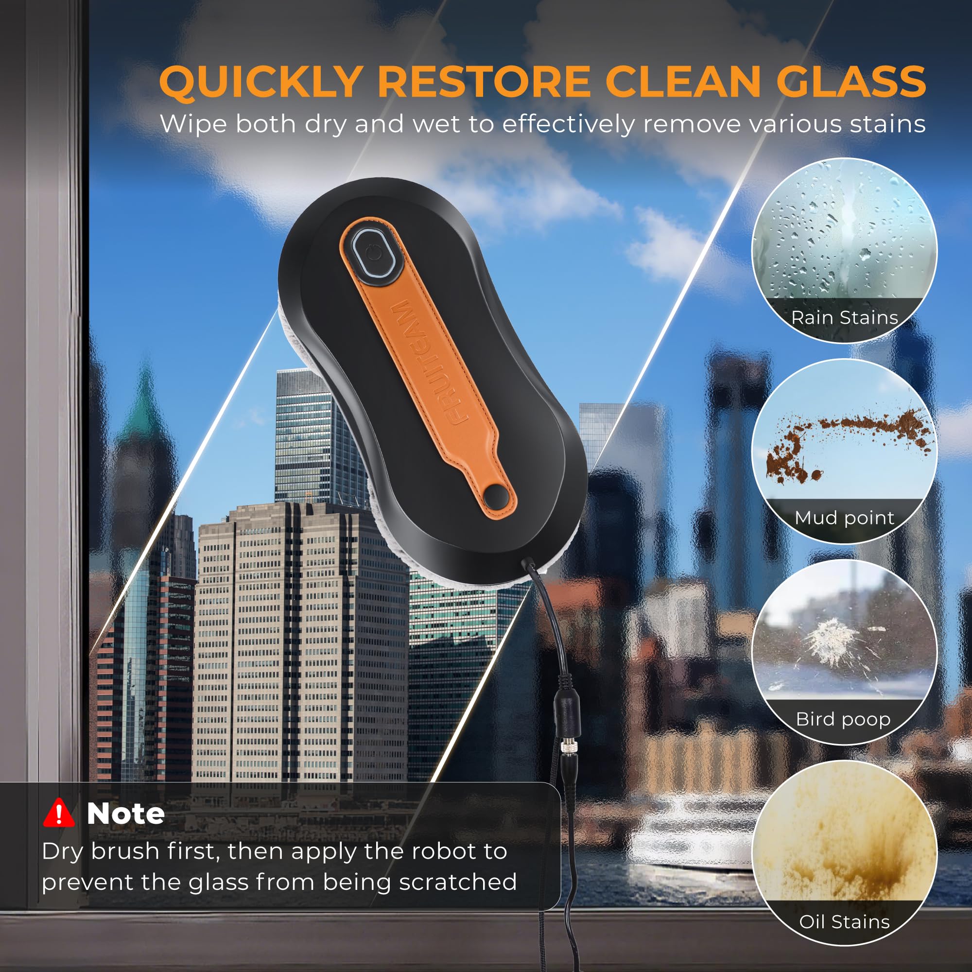 FRUITEAM Window Cleaning Robot - Dual Spray, App & Remote Control, Triple Safety