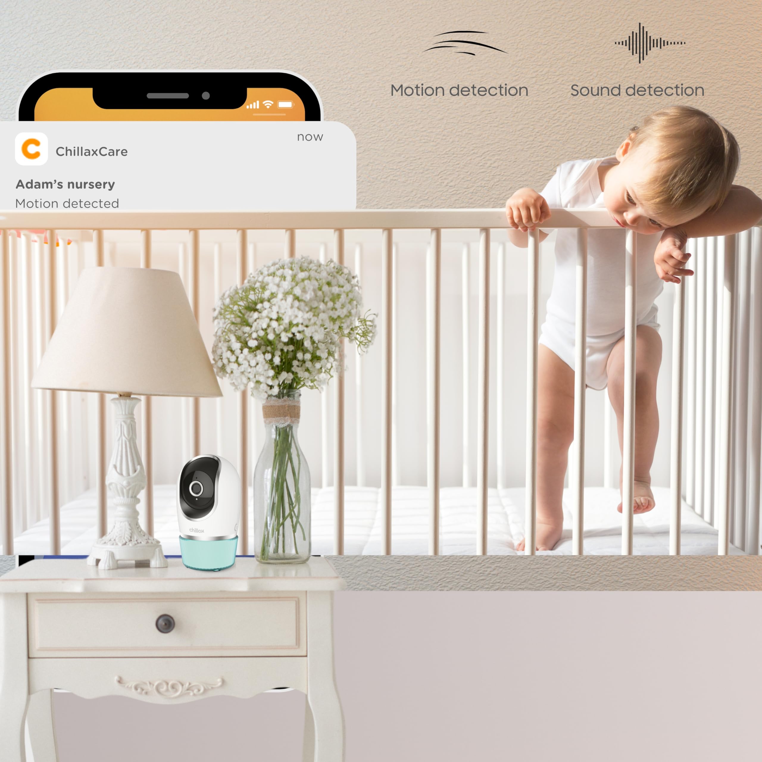 CHILLAX DM568 Video Baby Monitor – 2K QHD Baby Monitor with Camera and Audio w/Remote Pan‑Tilt‑Zoom, 5″ 720p Color Screen, Auto Dimming LED, Night Light & Sleep Trainer, Wi‑Fi/Non‑Wi‑Fi Viewing