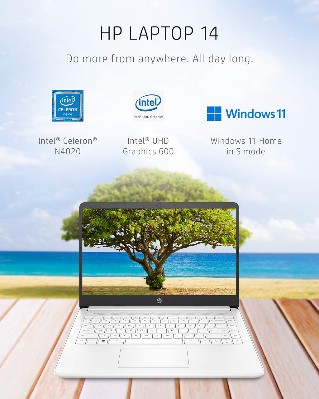 14" HD Ноутбук Intel Celeron N4020 4ГБ ОЗУ 64ГБ