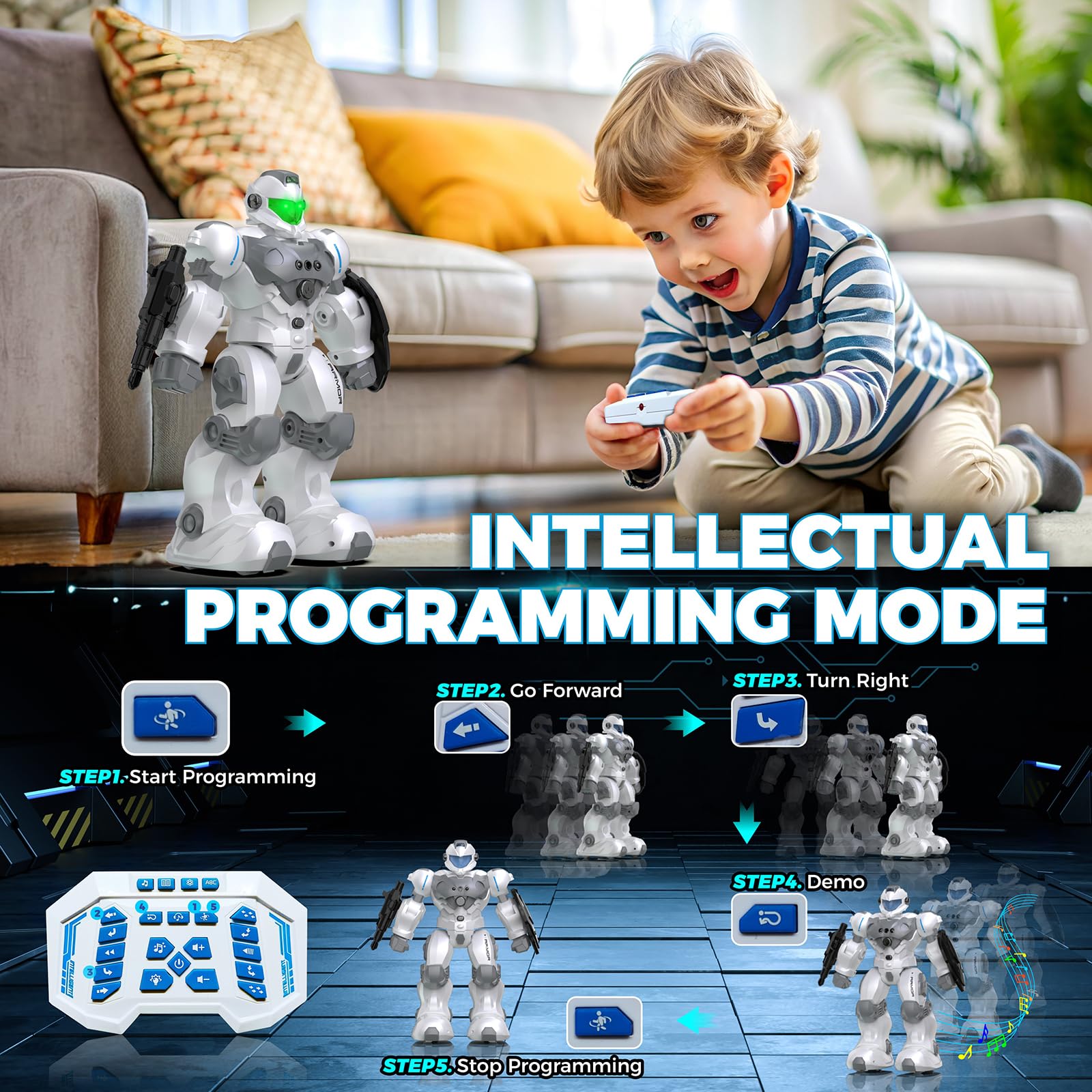 Remote Control Robot Toy with Programmable Actions for Kids