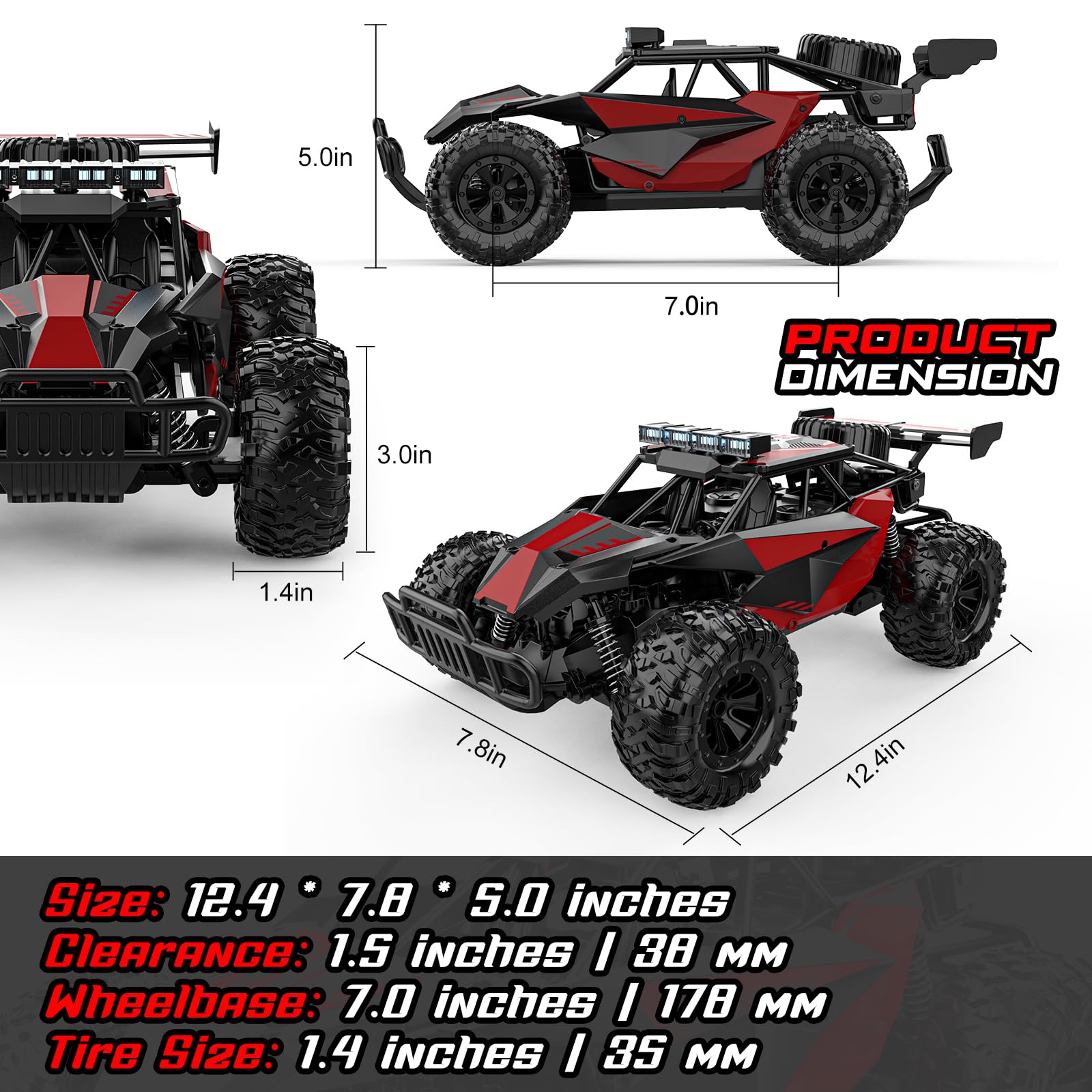Высокоскоростной 33 км/ч 1:12 Масштаб RC Монстр-трак Внедорожник