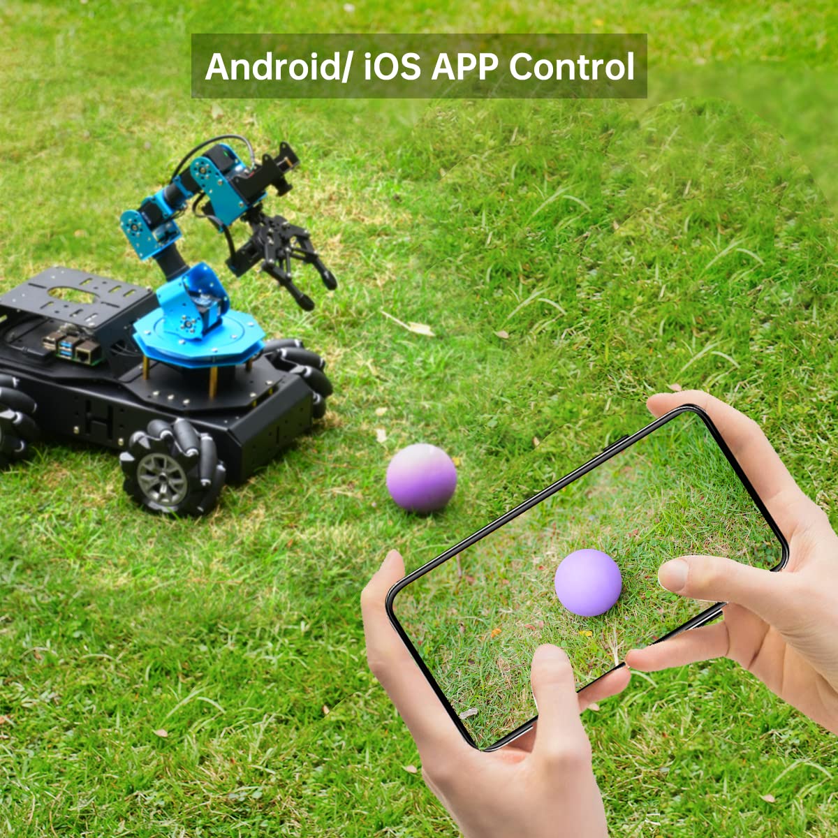 6DOF Robot Arm with Raspberry Pi 5 8GB - AI Vision Robotic Arm Car with Mecanum