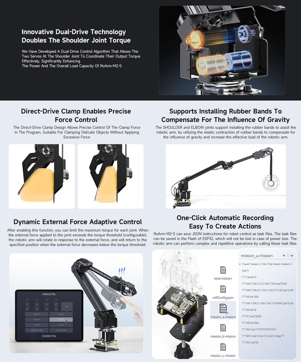 Desktop Robotic Arm Kit with ESP32, 4-DOF, High-Torque Servo
