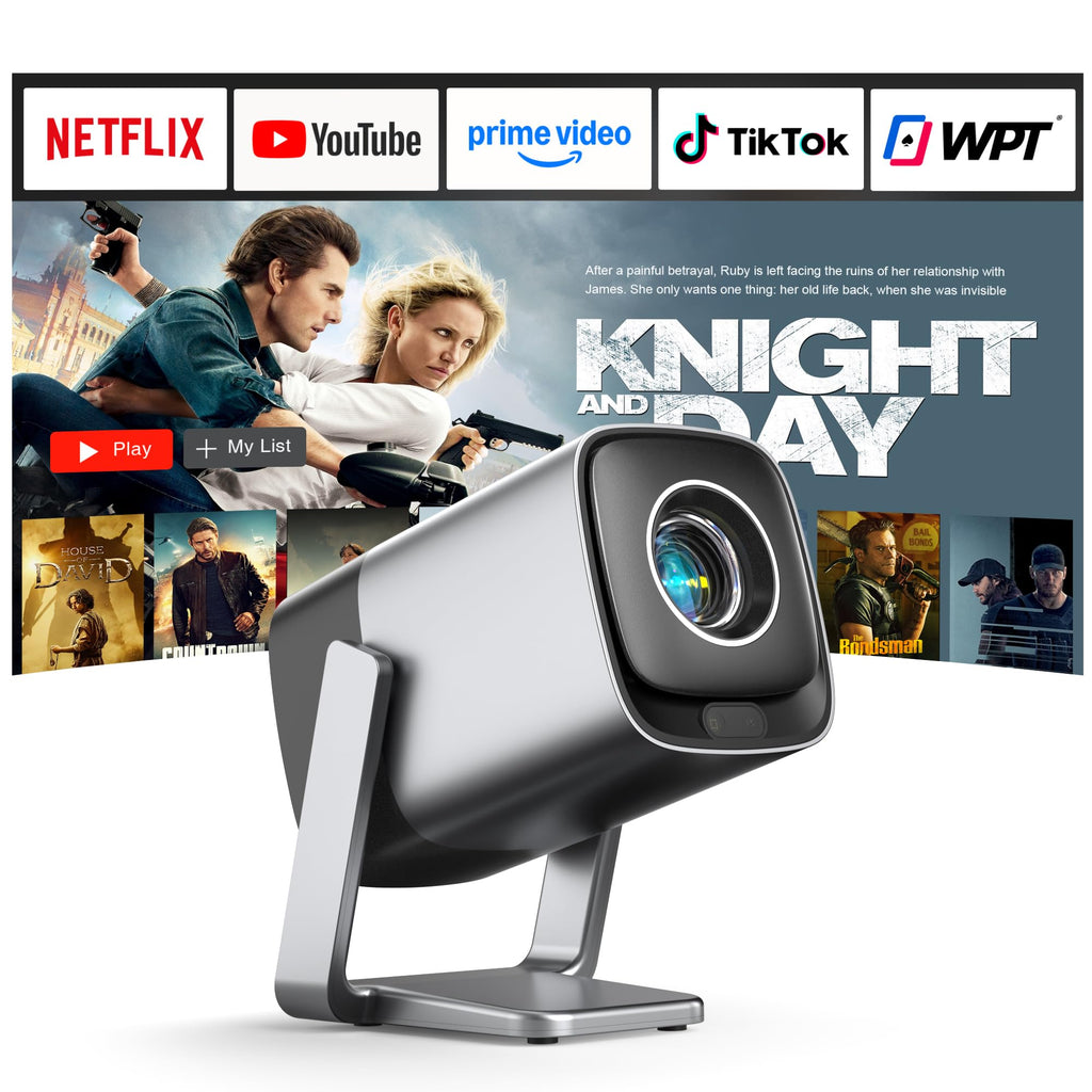 [Compatible with Netflix & TOF Real-time Focus] Mini Projector with WiFi and Bluetooth, XuanPad Smart Projector 4K Support, Dolby Audio & Keystone, 210° Rotatable Stand for Home
