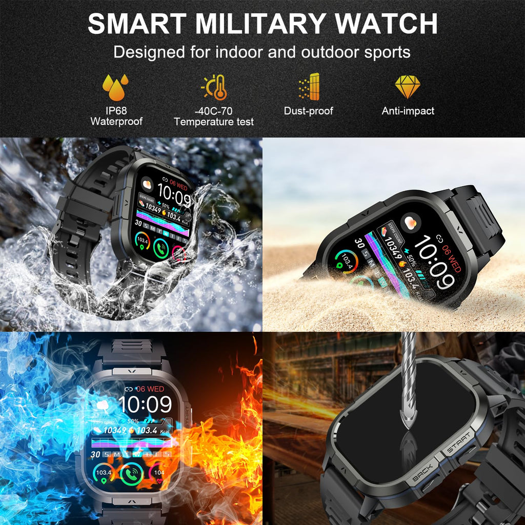 Military Smartwatch AMOLED Display Heart Rate Monitor GPS GBD-H2000