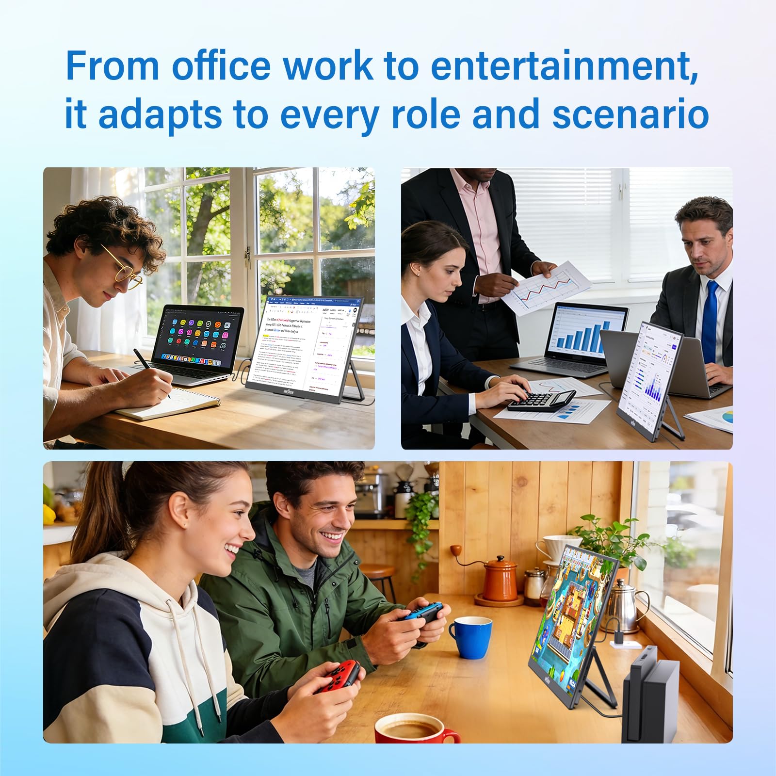 InnoView 16" Portable Monitor 144Hz Portable Gaming Monitor with Protective Sleeve, 1200P FHD External Monitor, Lightweight, Extra Second Screen for Laptop, PS5, Mac, Xbox (Not Includes Adapter)