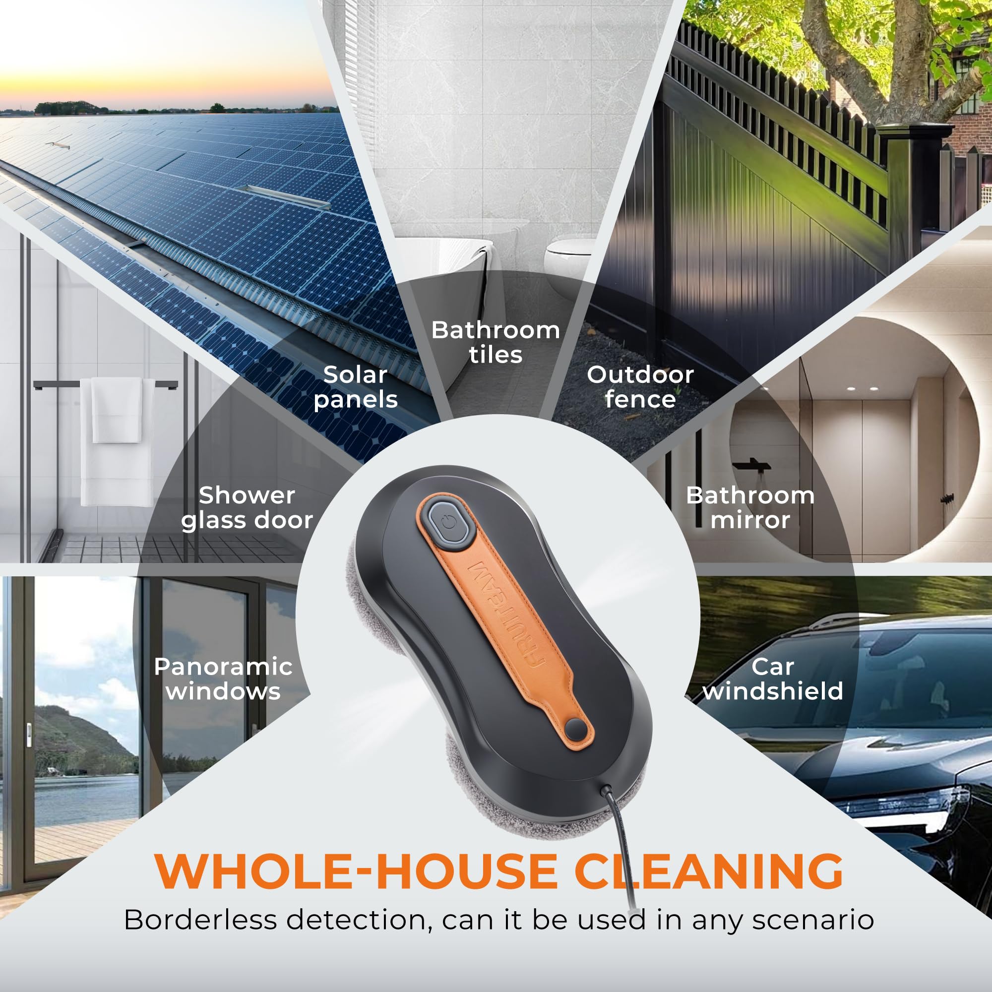 FRUITEAM Window Cleaning Robot - Dual Spray, App & Remote Control, Triple Safety