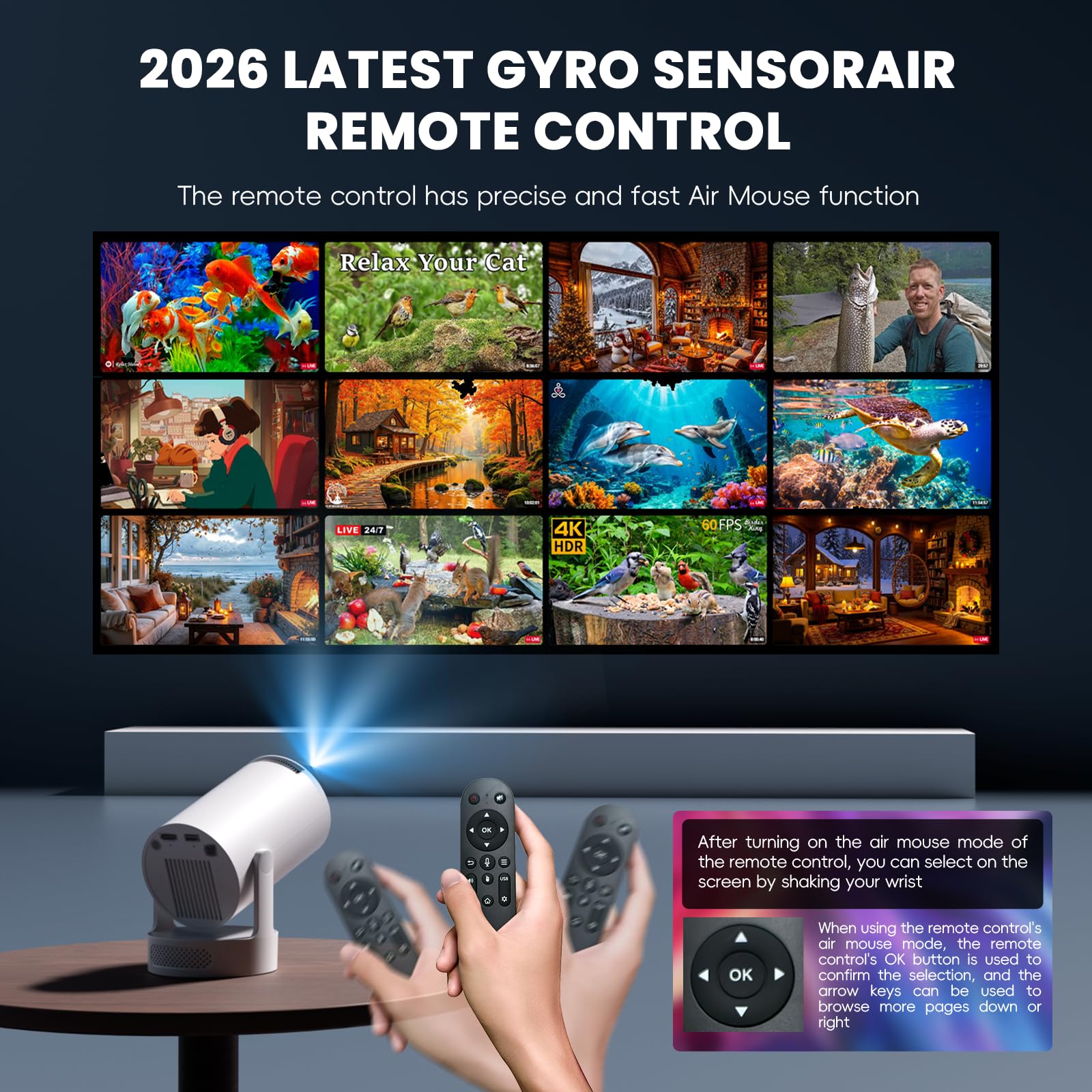 Proyector Mini Portátil 4K HDR con WiFi 6 Bluetooth