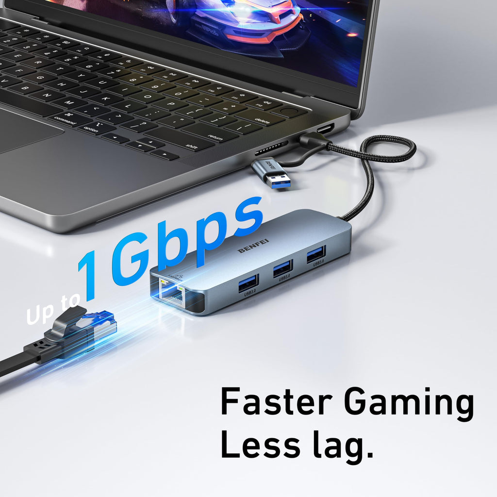 Adaptador Ethernet Gigabit USB-C con Hub USB 3.0 de