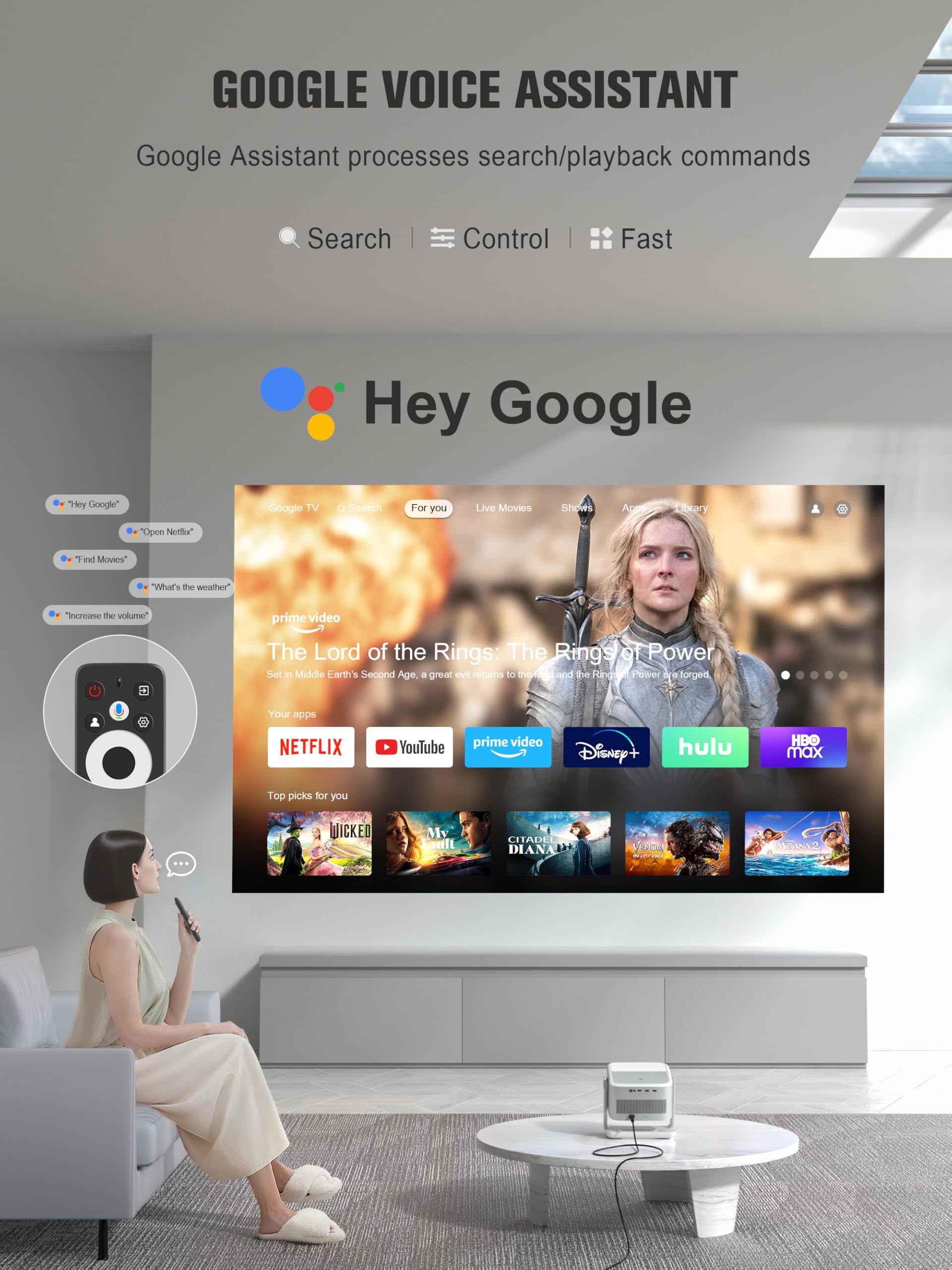 4K Smart Projector Google TV Auto Focus VOPLLS G3