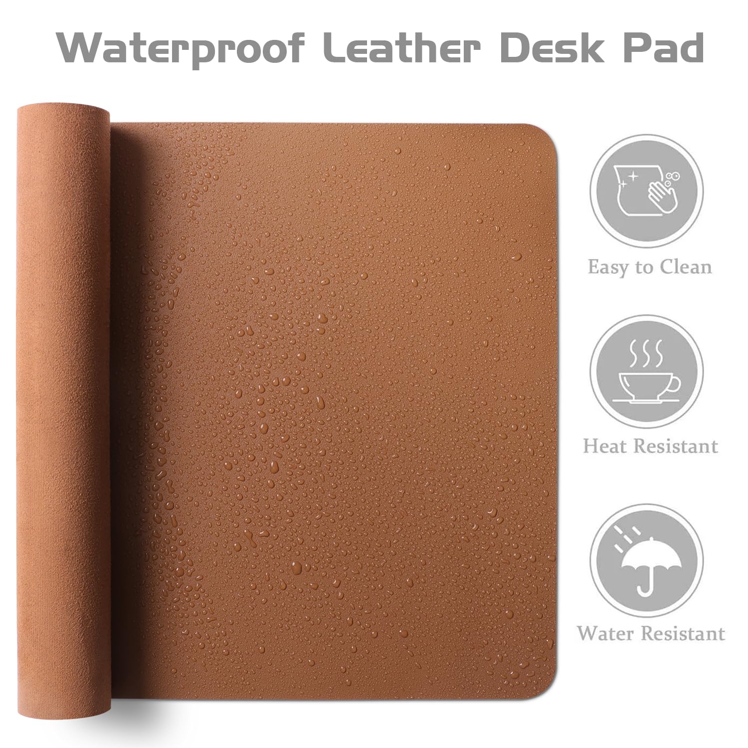 Aothia Leather Desk Pad Protector, Office Mat, Large Mouse Pad, Laptop Desk Pad, Non-Slip PU Leather Blotter, Waterproof Writing Pad for Office and Home (Brown, 47" x 17")