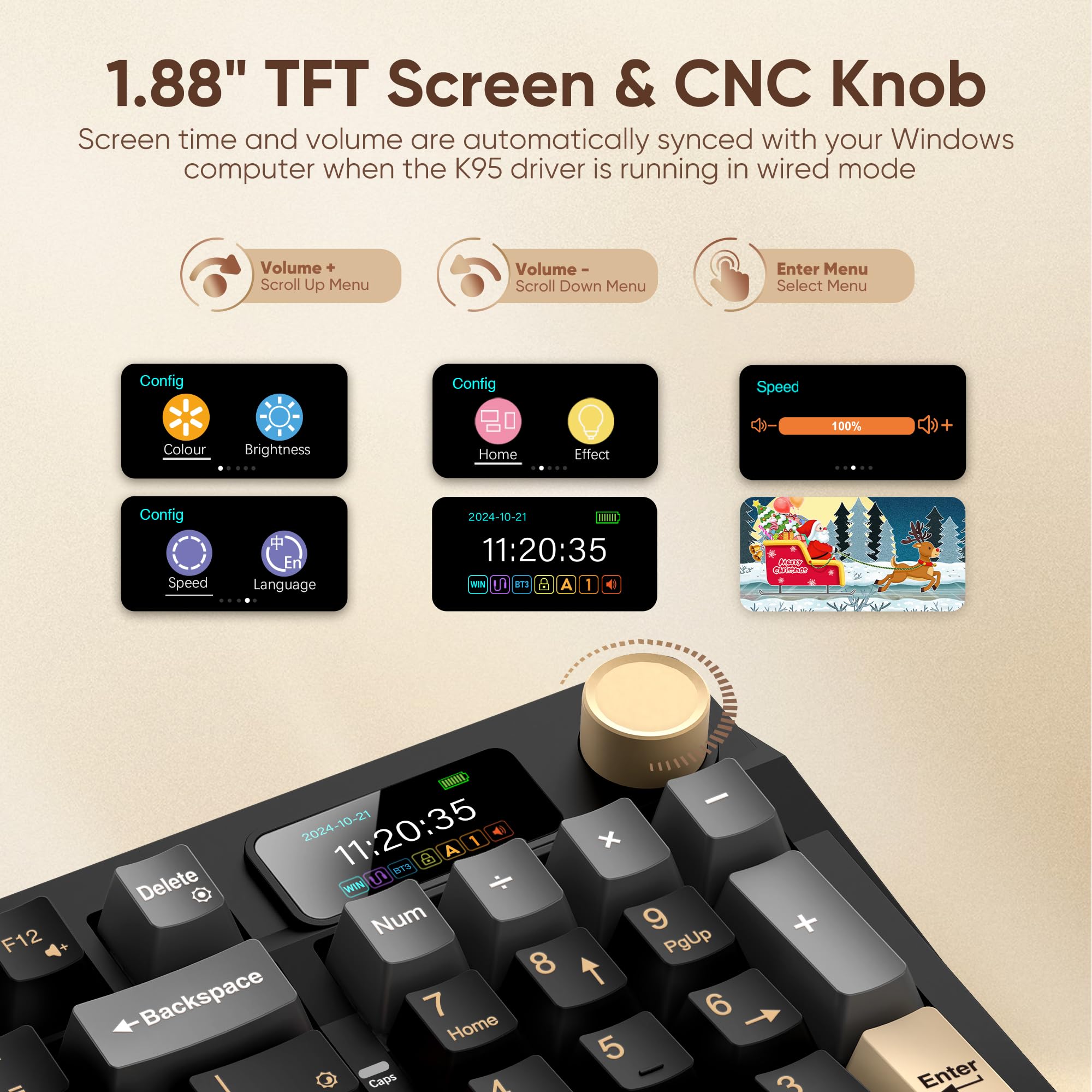 Teclado Mecánico Inalámbrico K95 con Pantalla TFT y Perilla