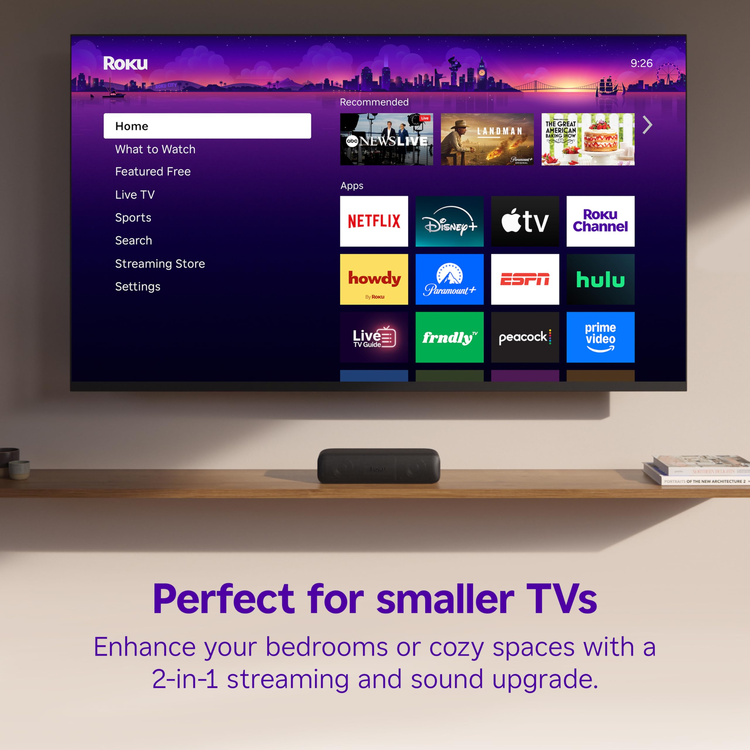 Roku Streambar SE | 2-in-1 TV Soundbar with Built-in 4K/HD/HDR Streaming, Premium Speakers, & Enhanced Speech Clarity for Crisp, Clear Dialogue - Quick Guided Simple Setup
