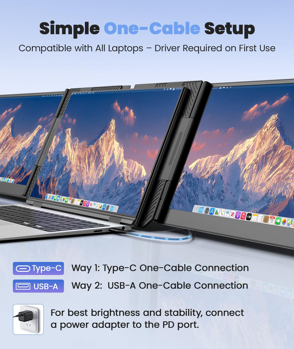 15.6" Triple Portable Monitor 1080P FHD IPS USB-C