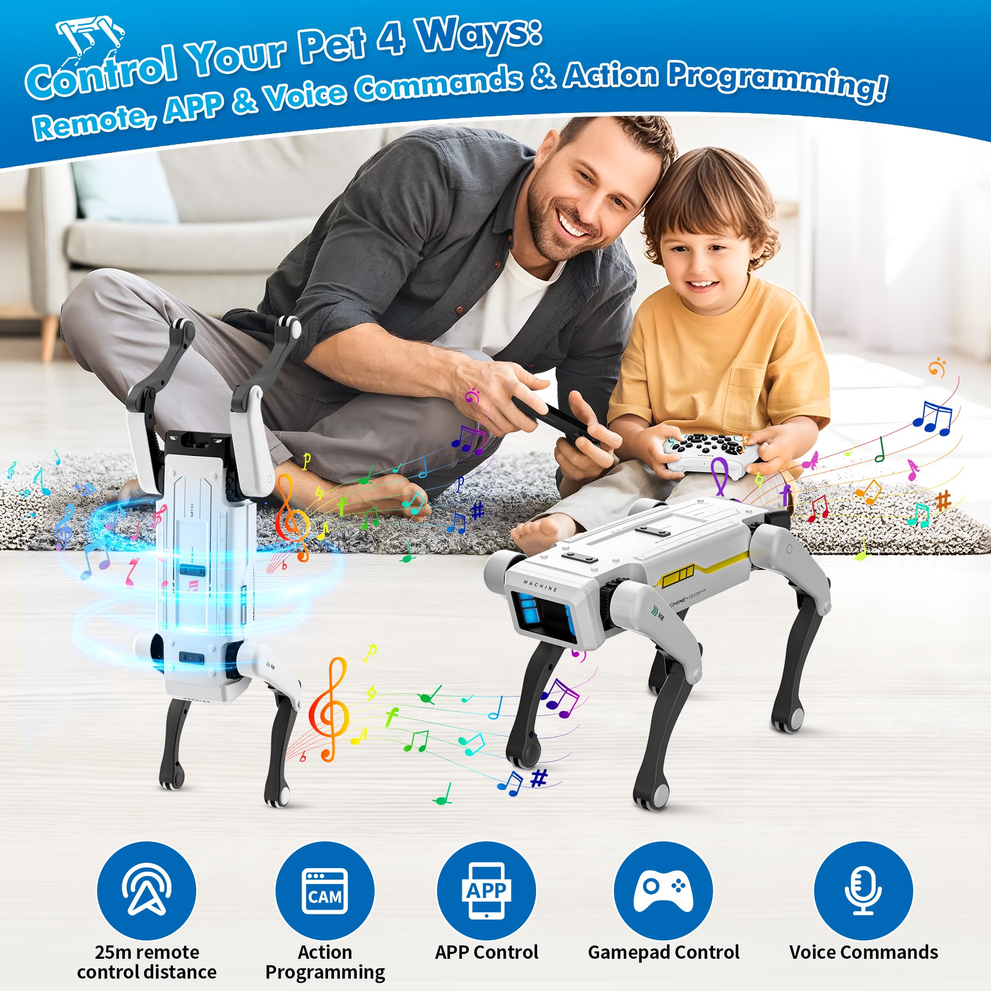 Interactive STEM Robot Dog with Voice Control, 30+ Actions
