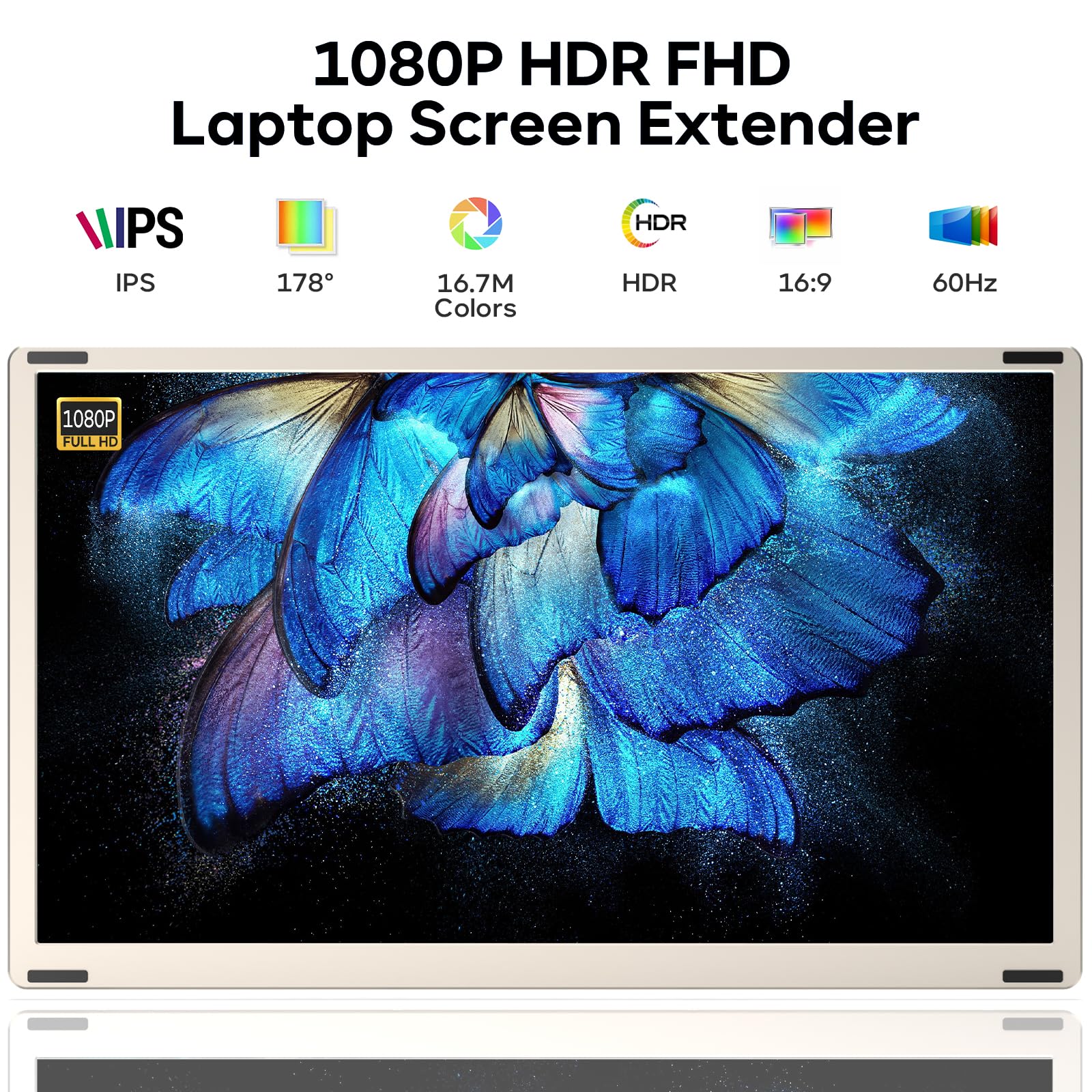 Laptop Screen Extender, 15.6'' 1080P FHD Laptop Monitor Extender with 235°Rotation Detachable Dual Monitor, Plug & Play, Triple Screen for 13"-17.3" Laptops Compatible with Mac/Wins/Android/Dex