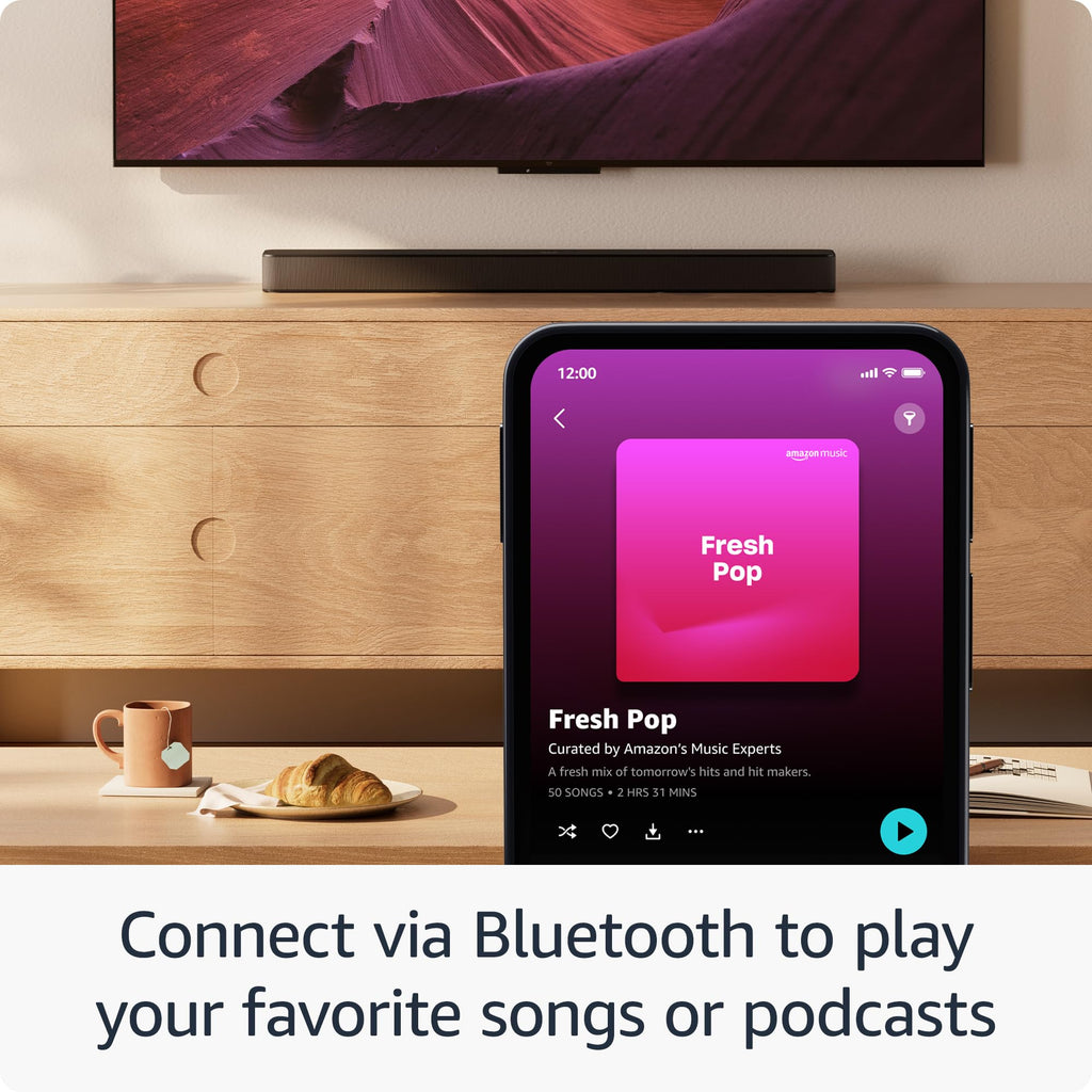 Саундбар Amazon Fire TV Soundbar Plus с сабвуфером (новейшая модель), 3.1 канал, Dolby Atmos, DTS:X, четкие диалоги
