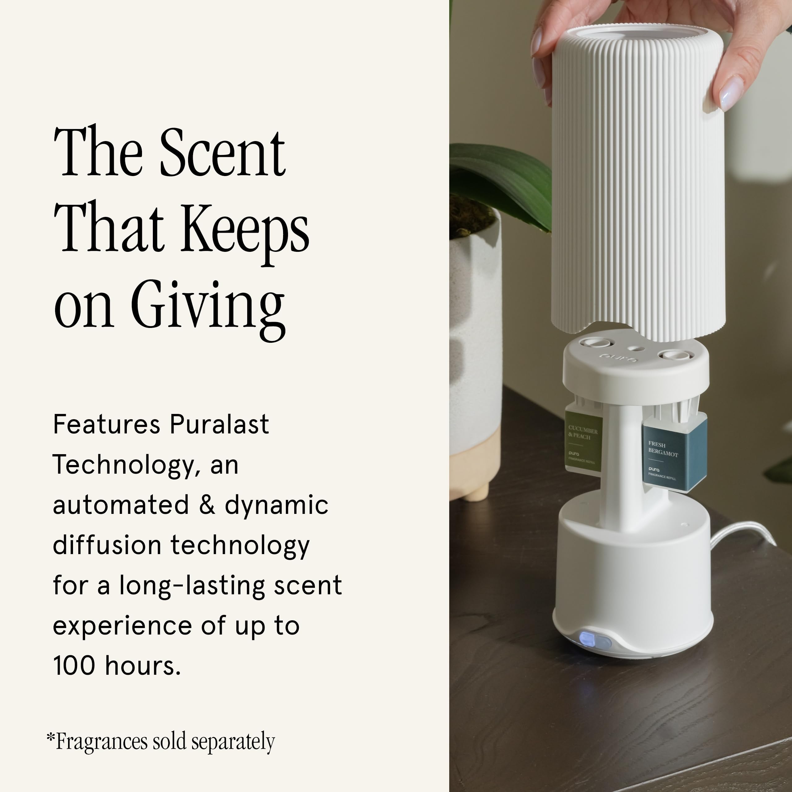 Pura Plus Smart Home Fragrance Diffuser for Large Spaces - Adjust Scent Intensity, Set Schedules & Timers, and More in Pura App - Fragrances Sold Separately - White