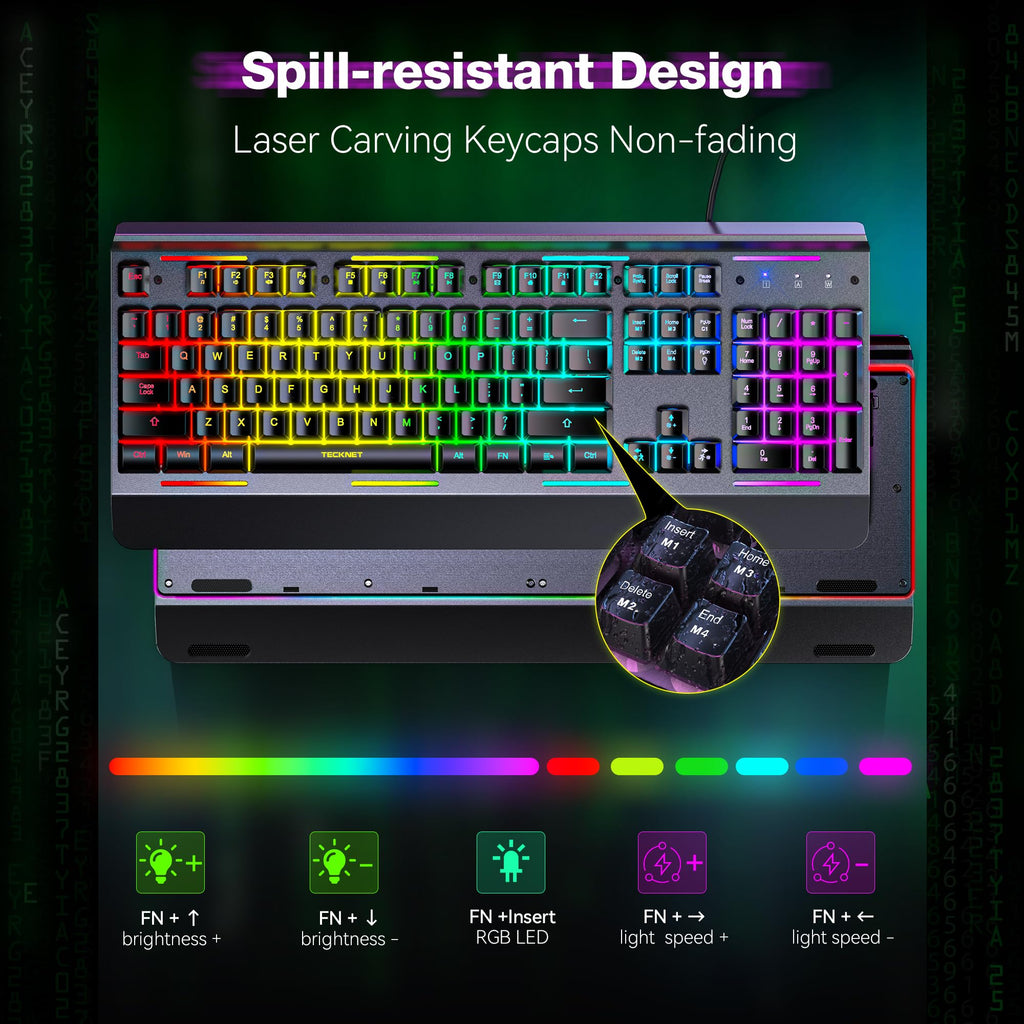 Teclado Gamer con Cable 15-Zona RGB Resistencia IP32 25