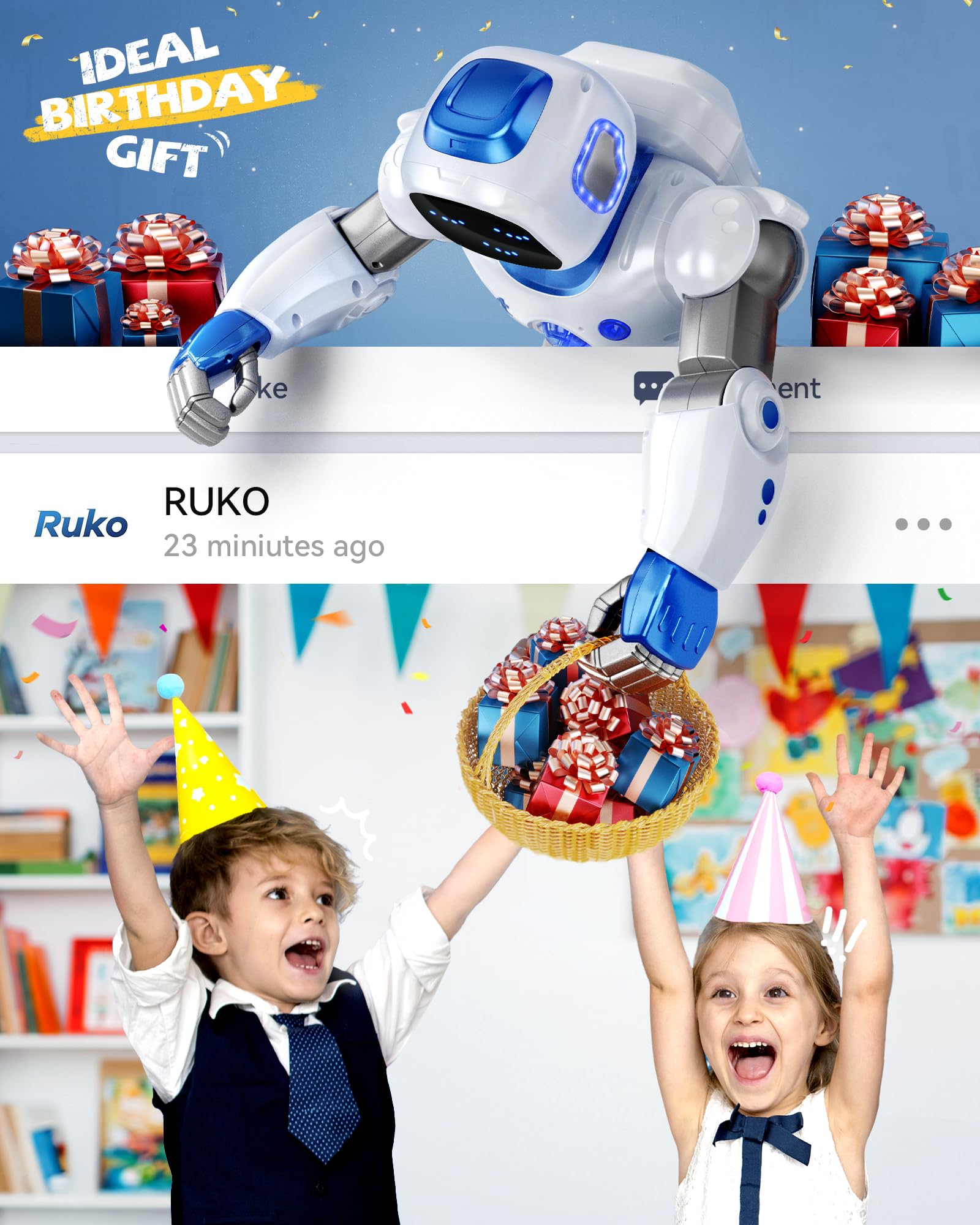 🤖 Ruko 1088 Large Programmable Robot for Kids 4-9 - Voice & App Control STEM Toy