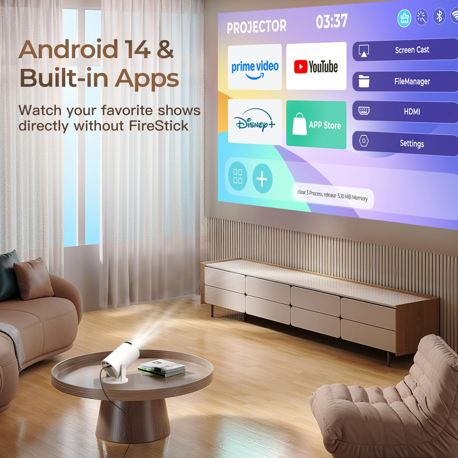 Proyector Portátil Inteligente 4K con Android OS M18 Pro