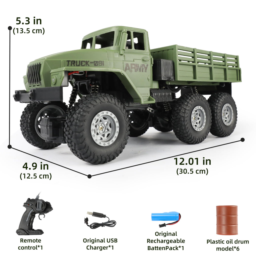 Camion Militare RC in Scala 1:18 2.4GHz con Barili