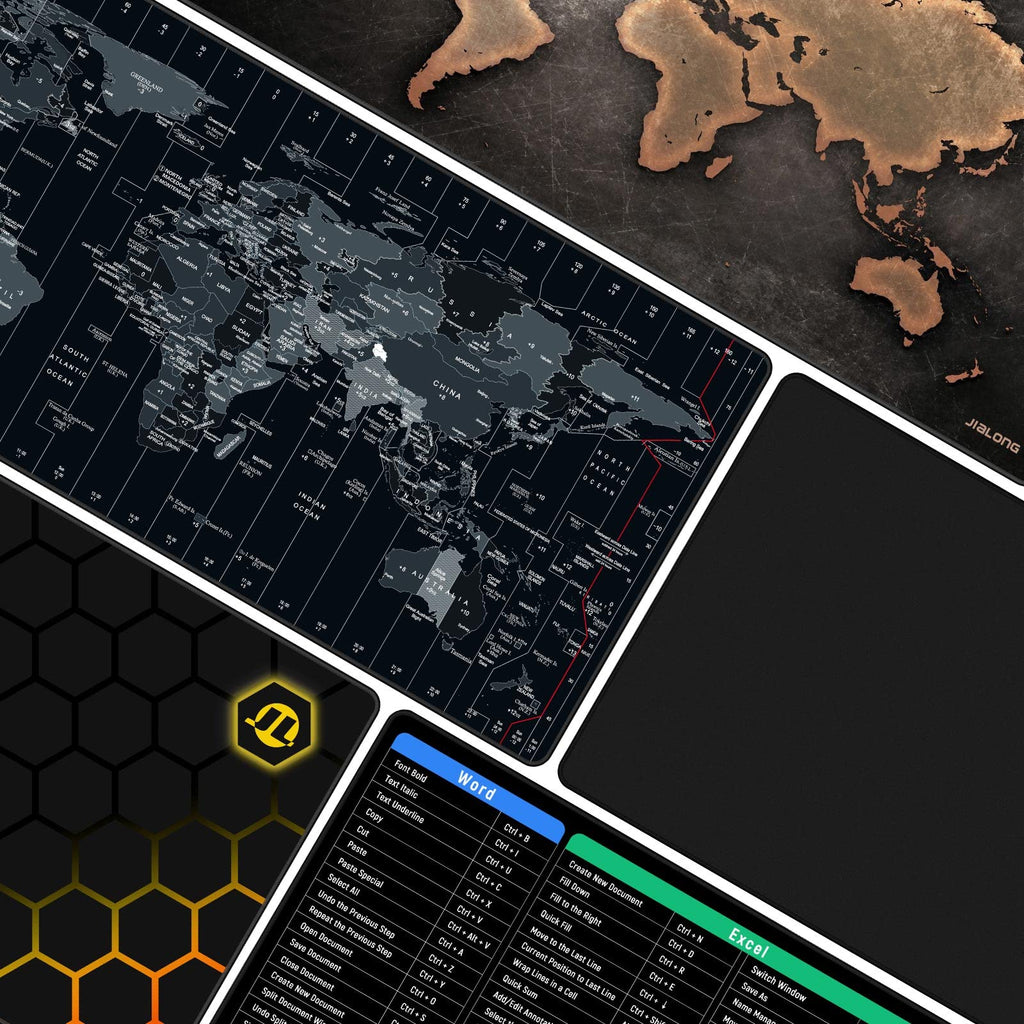 JIALONG Большой игровой коврик для мыши, удлиненный коврик для стола XXL с нескользящей подложкой для клавиатуры для офисного ноутбука, компьютера и ПК — 89,9 х 40 см (карта мира)