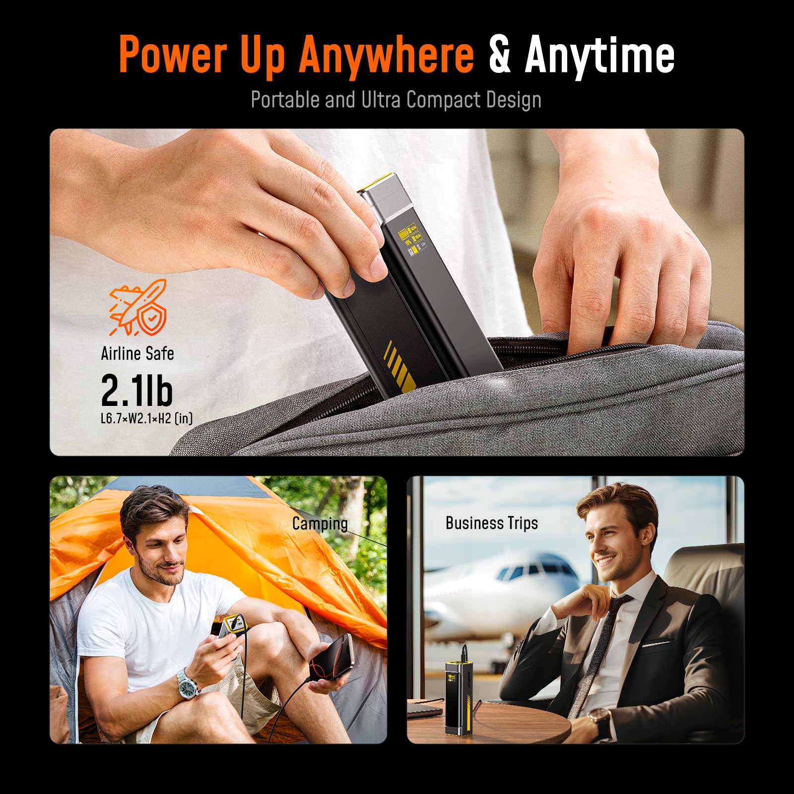 AOHI 240W Laptop Power Bank 27600mAh Portable Fast Charger (99.3wh),