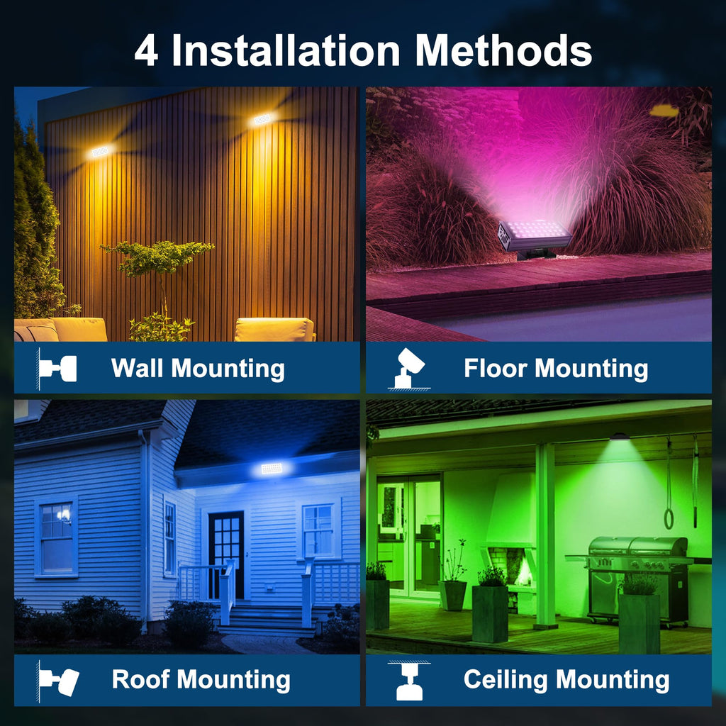 Smart Outdoor Color Changing Flood Light 180W RGBW LED