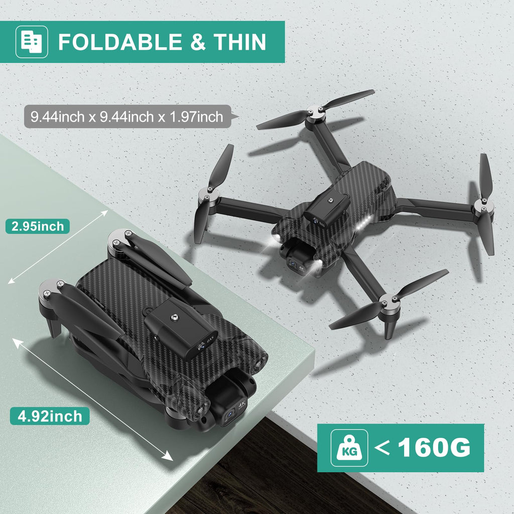 4K Camera Drone for Kids 8-12 & Adults - Beginner-Friendly Mini Drone with Emergency Stop, Headless Mode,360° Flips, Carrying Case & 2 Batteries, RC Quadcopter Toys for Boys Girls Age 6-14-Charcoal black