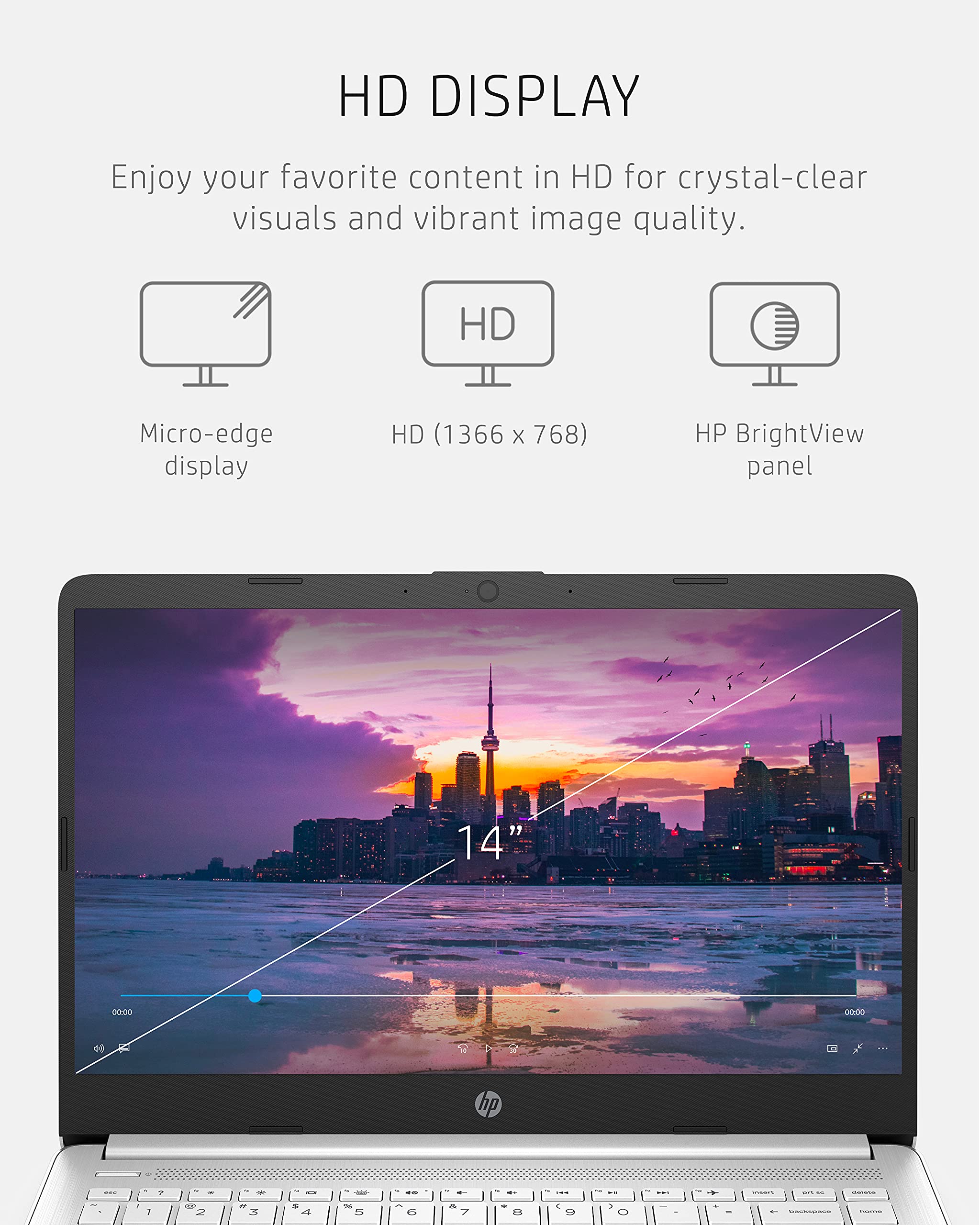 14" HD Ноутбук Intel Celeron N4020 4ГБ ОЗУ 64ГБ