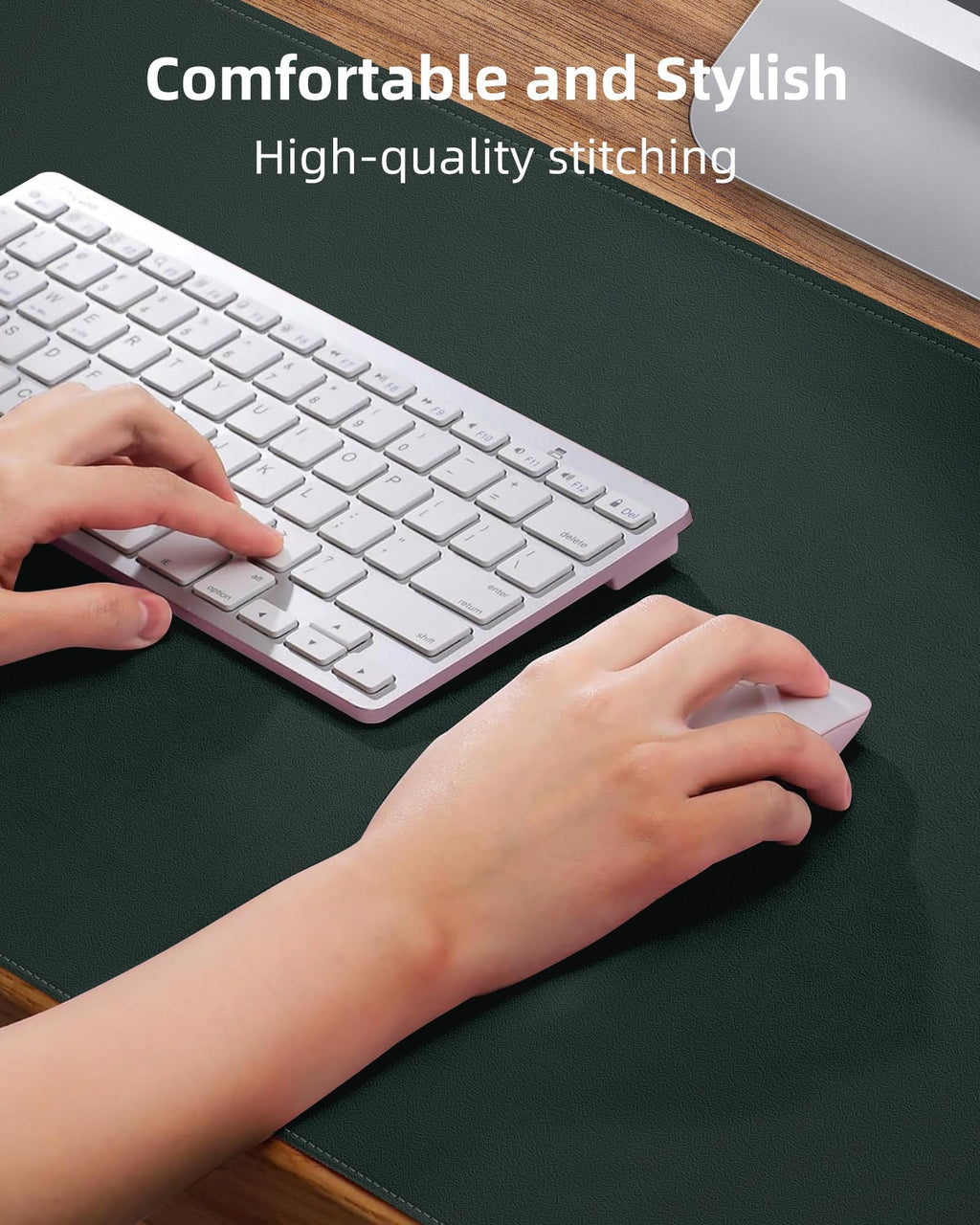 Защитный коврик из кожи для стола, большой коврик для мыши и нескользящая подкладка, водонепроницаемый коврик-блоттер из искусственной кожи для офиса и дома (темно-зеленый, 91,44 см x 43,18 см)