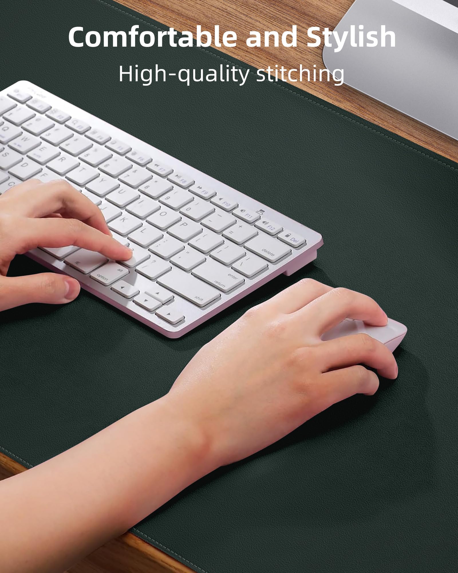 Защитный коврик из кожи для стола, большой коврик для мыши и нескользящая подкладка, водонепроницаемый коврик-блоттер из искусственной кожи для офиса и дома (темно-зеленый, 91,44 см x 43,18 см)