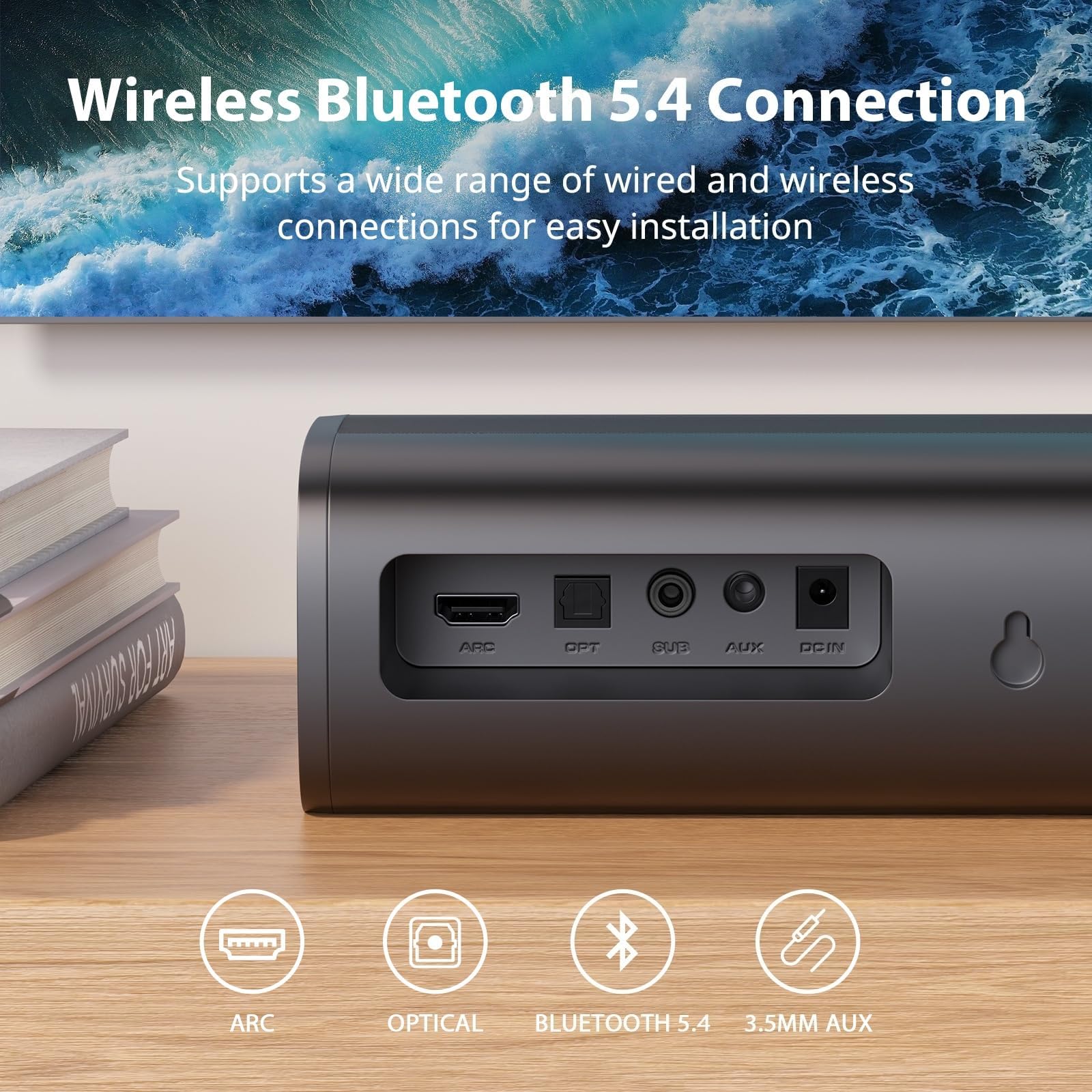 Upgraded Sound Bar for TV with 5.9inch Big Powerful 110W Subwoofer, Deep Bass, Bluetooth 5.4, ARC/Optical/AUX/Bluetooth Connect, Surround Sound System for PC/Gaming/Projectors/Gift Pcs