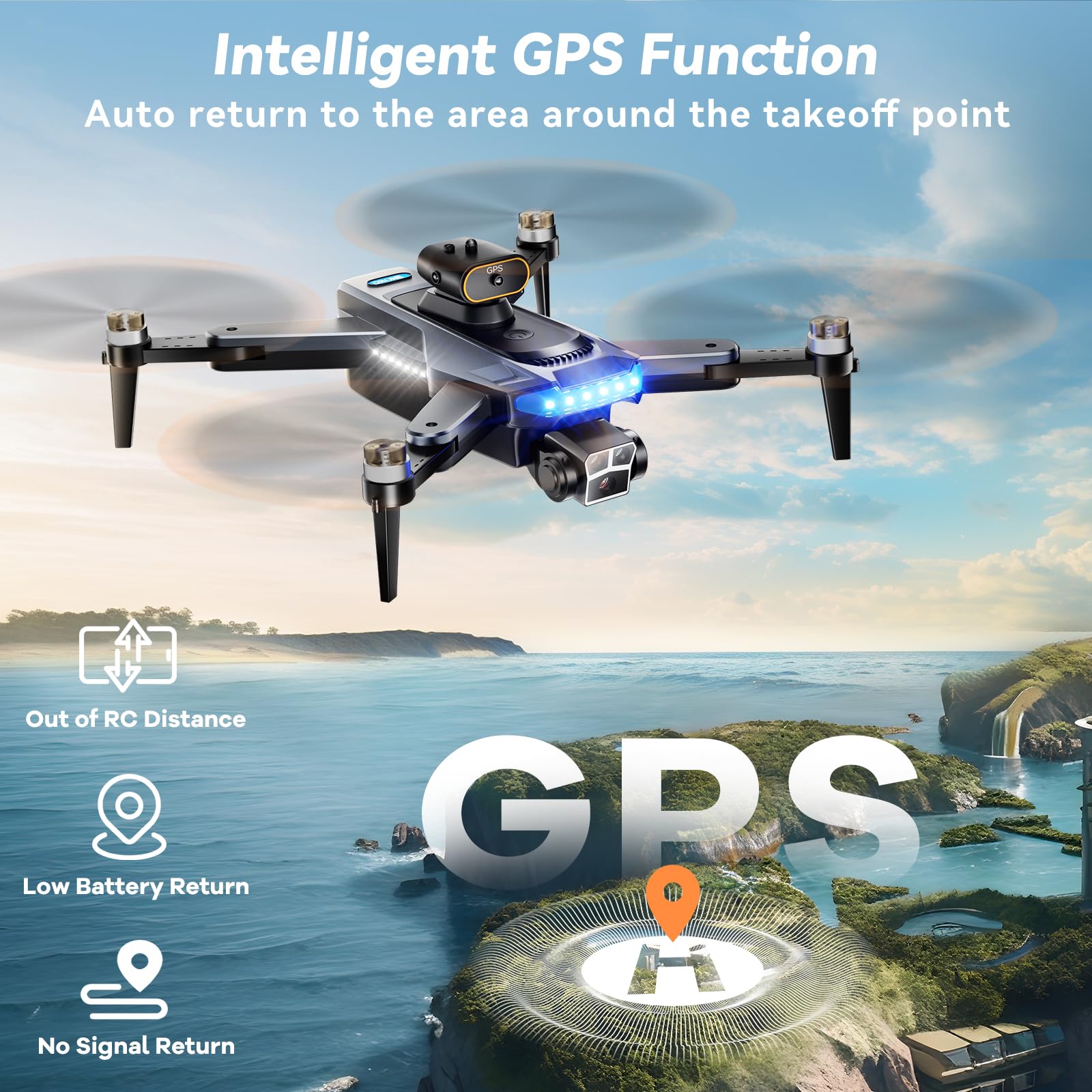 4K GPS Drone with Auto Return Follow Me Mode