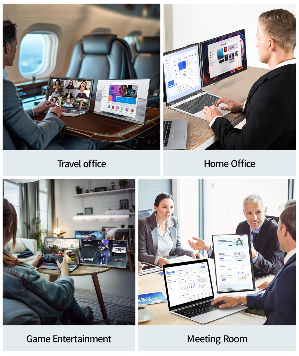 Cevaton Laptop Screen Extender - 15.6" FHD 1080P Portable Monitor for Laptop, Detachable & Plug and Play Dual Monitor Extender for 13"-17.3" Laptops, Compatible with Wins/Mac/Android/Chrome