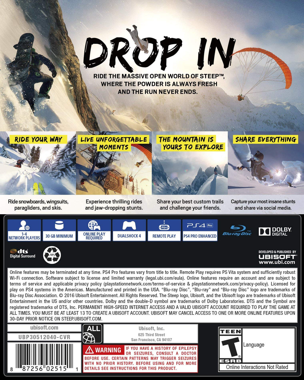 Steep PS4 Open World Sports Game Standard Edition