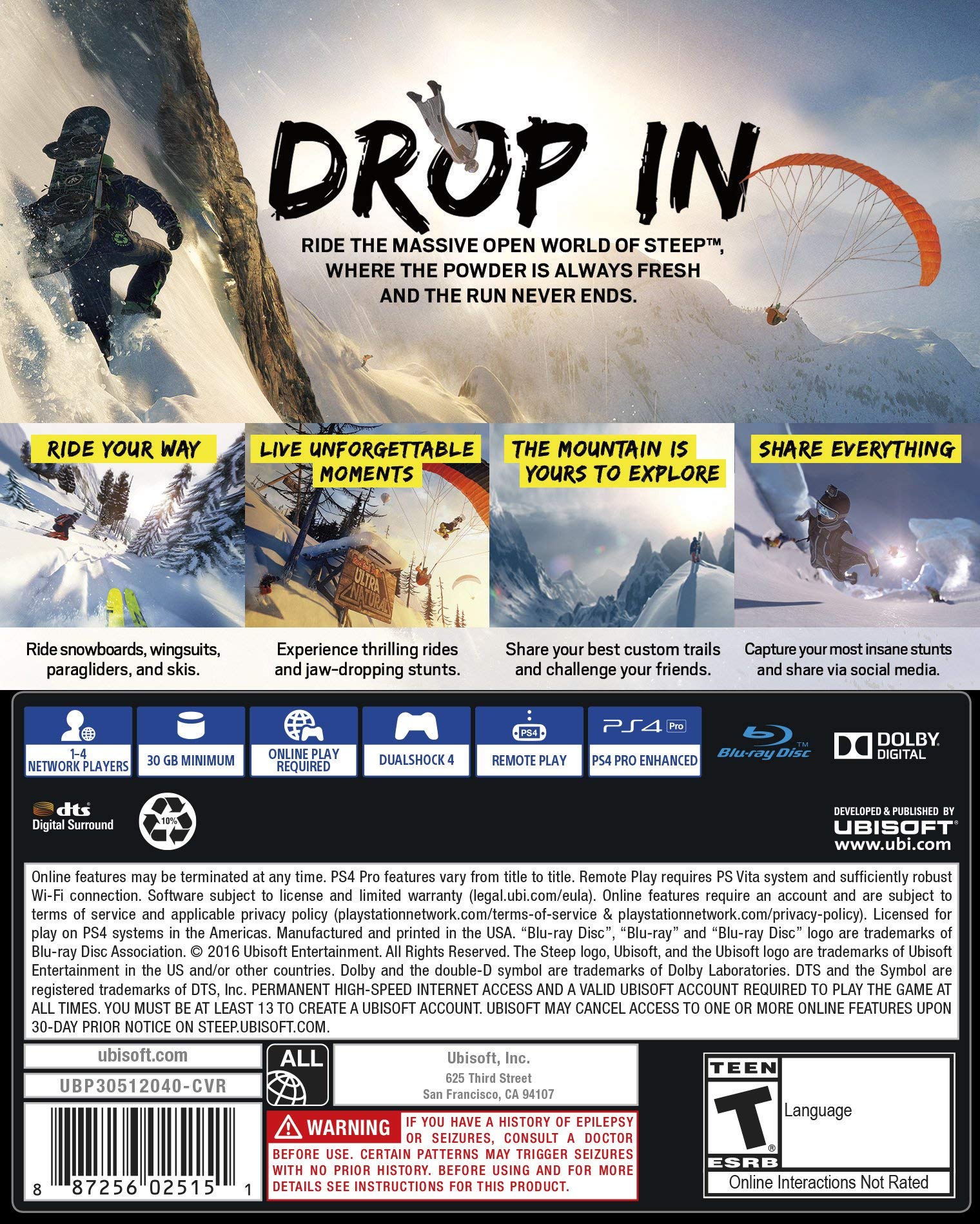 Steep PS4 Open World Sports Game Standard Edition