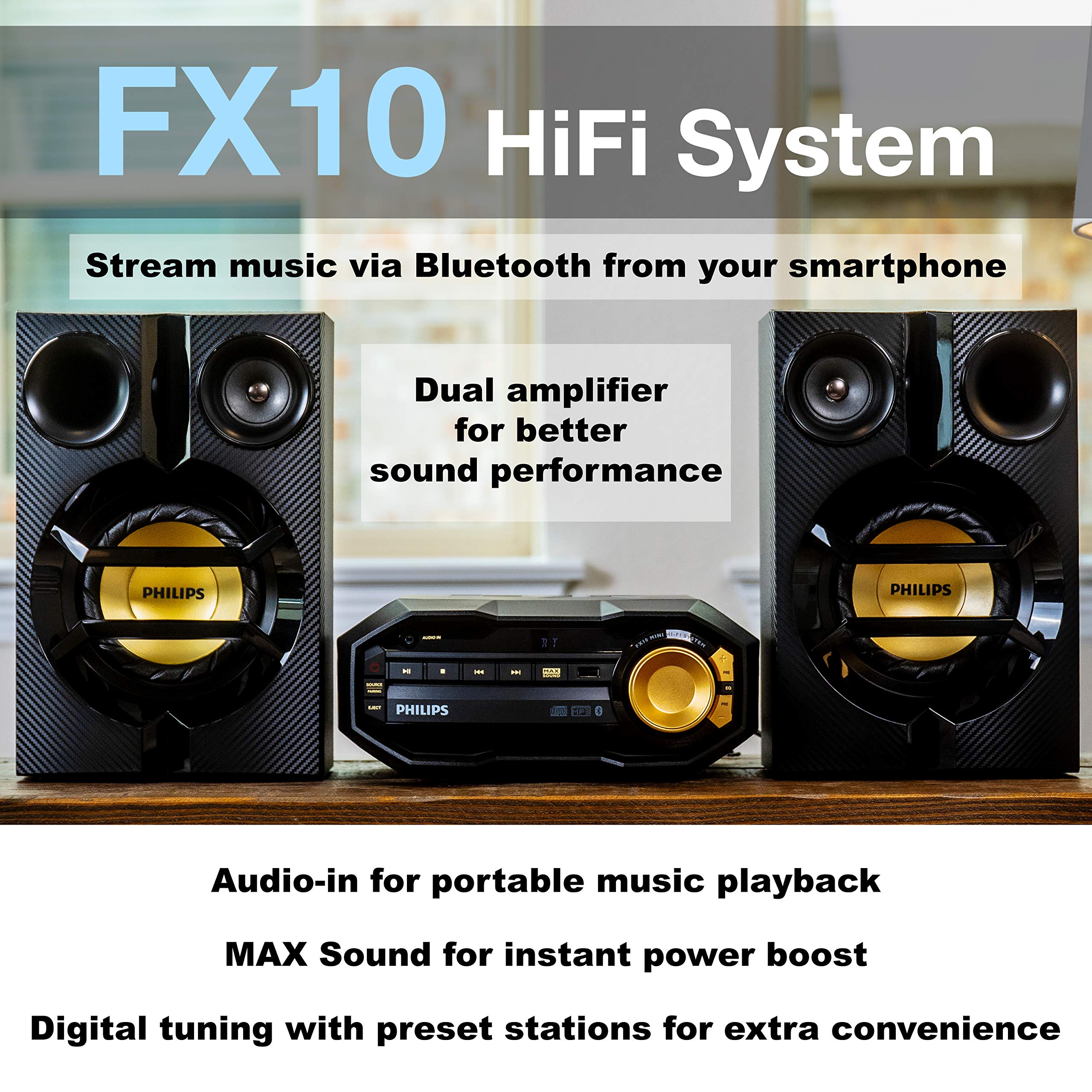 Sistema de Estéreo Bluetooth con Reproductor de CD y