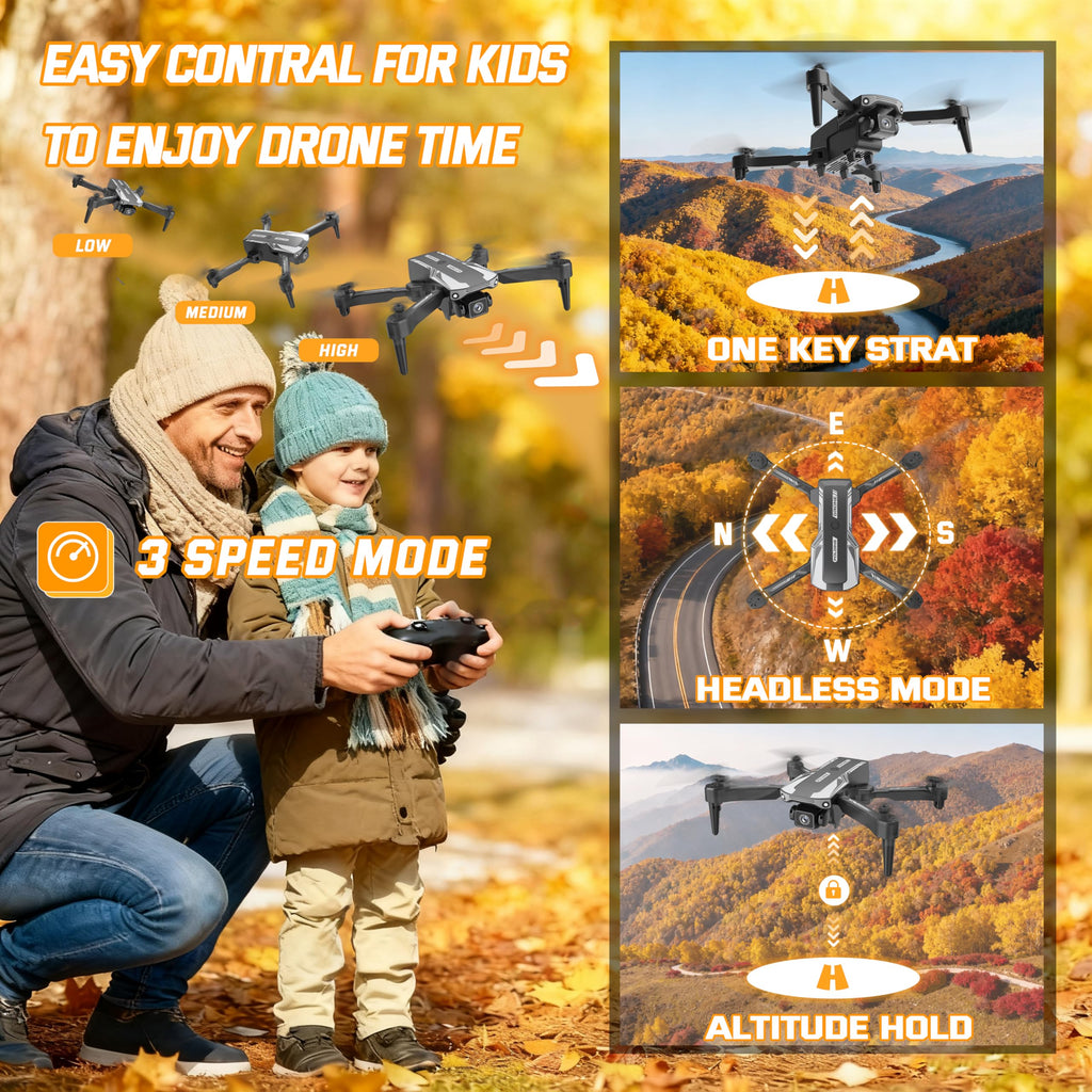 Foldable HD 1080P Drone with Camera for Kids Beginners