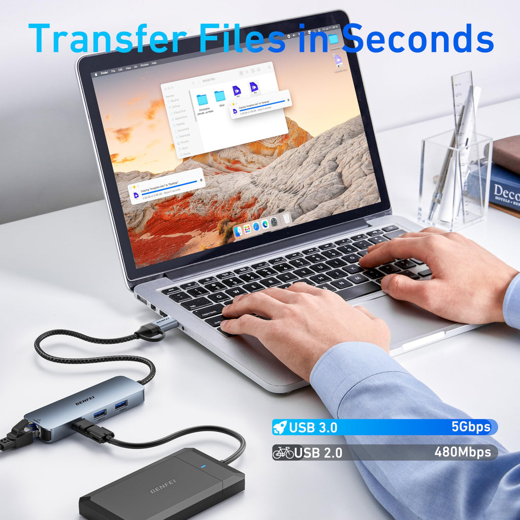 Adaptador Ethernet Gigabit USB-C con Hub USB 3.0 de