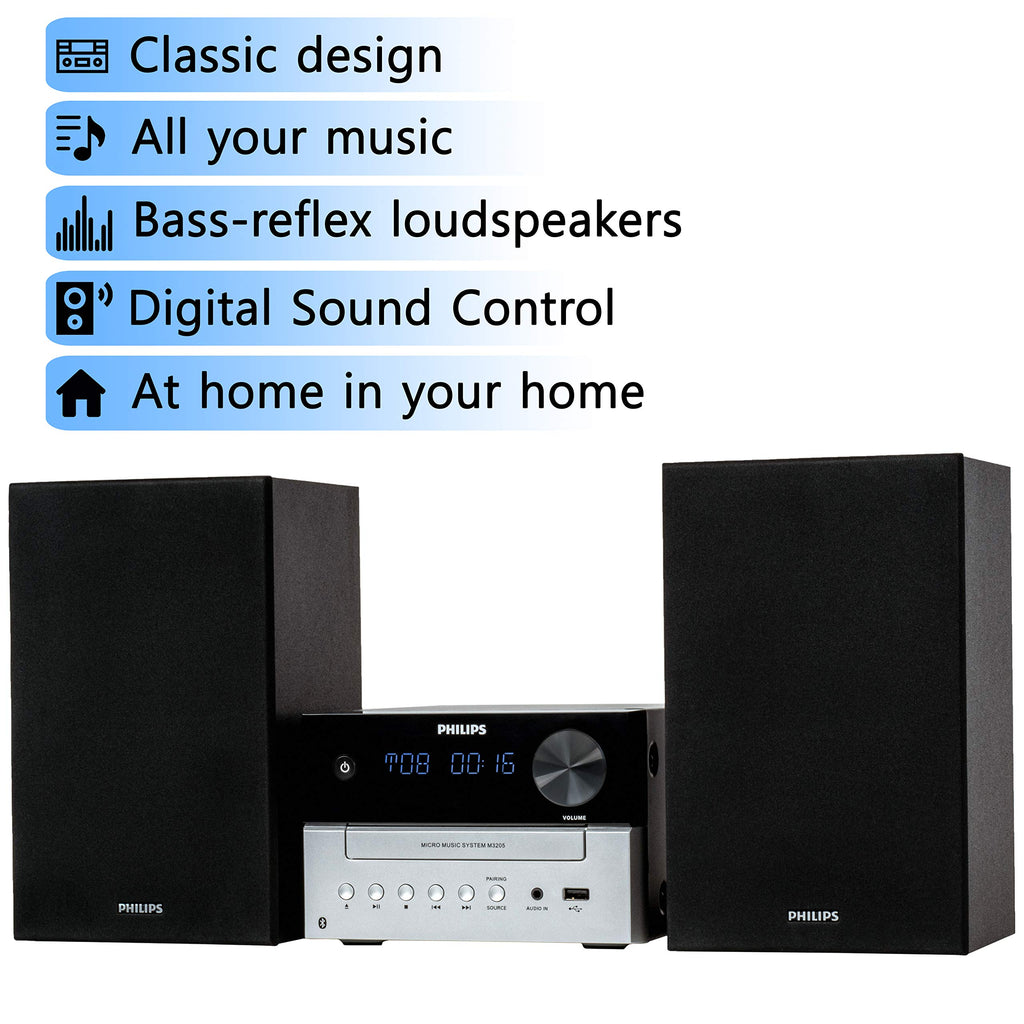 Sistema de Estéreo Bluetooth con Reproductor de CD, USB